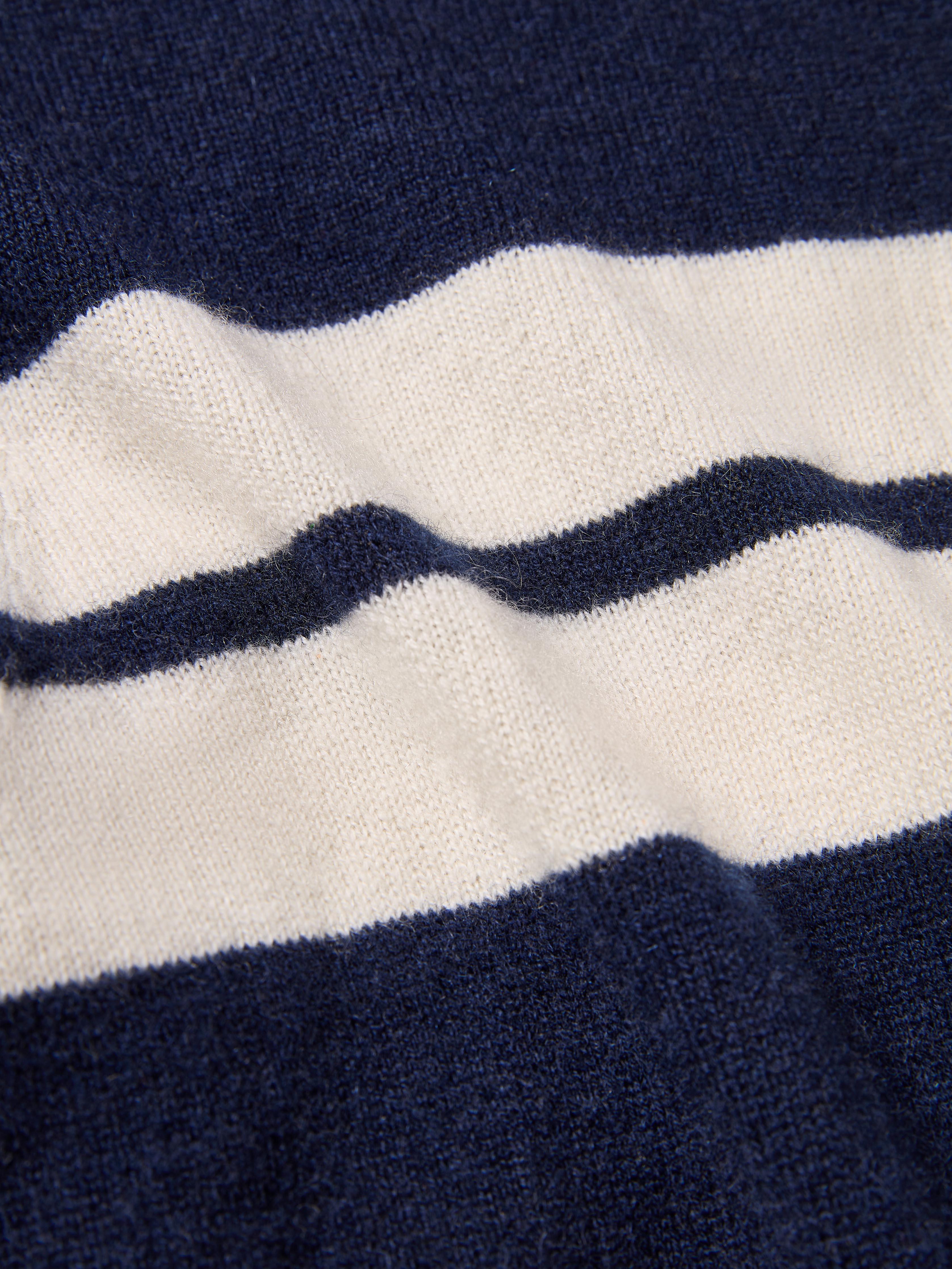 Tropical Cashmere Crewneck Sweater - Navy Night Surf Stripe