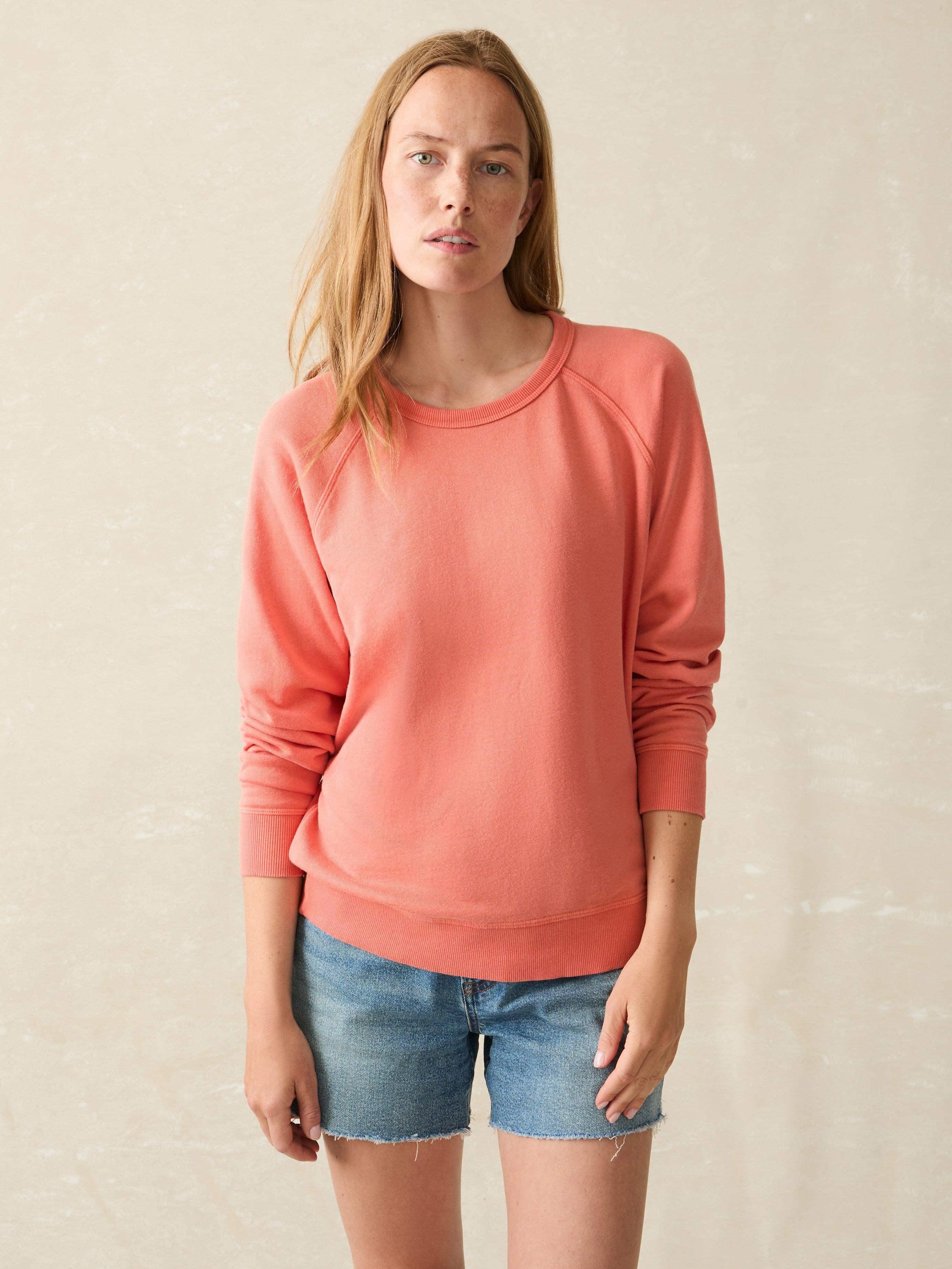 Coastal Cloud Cotton Crew - Hot Coral