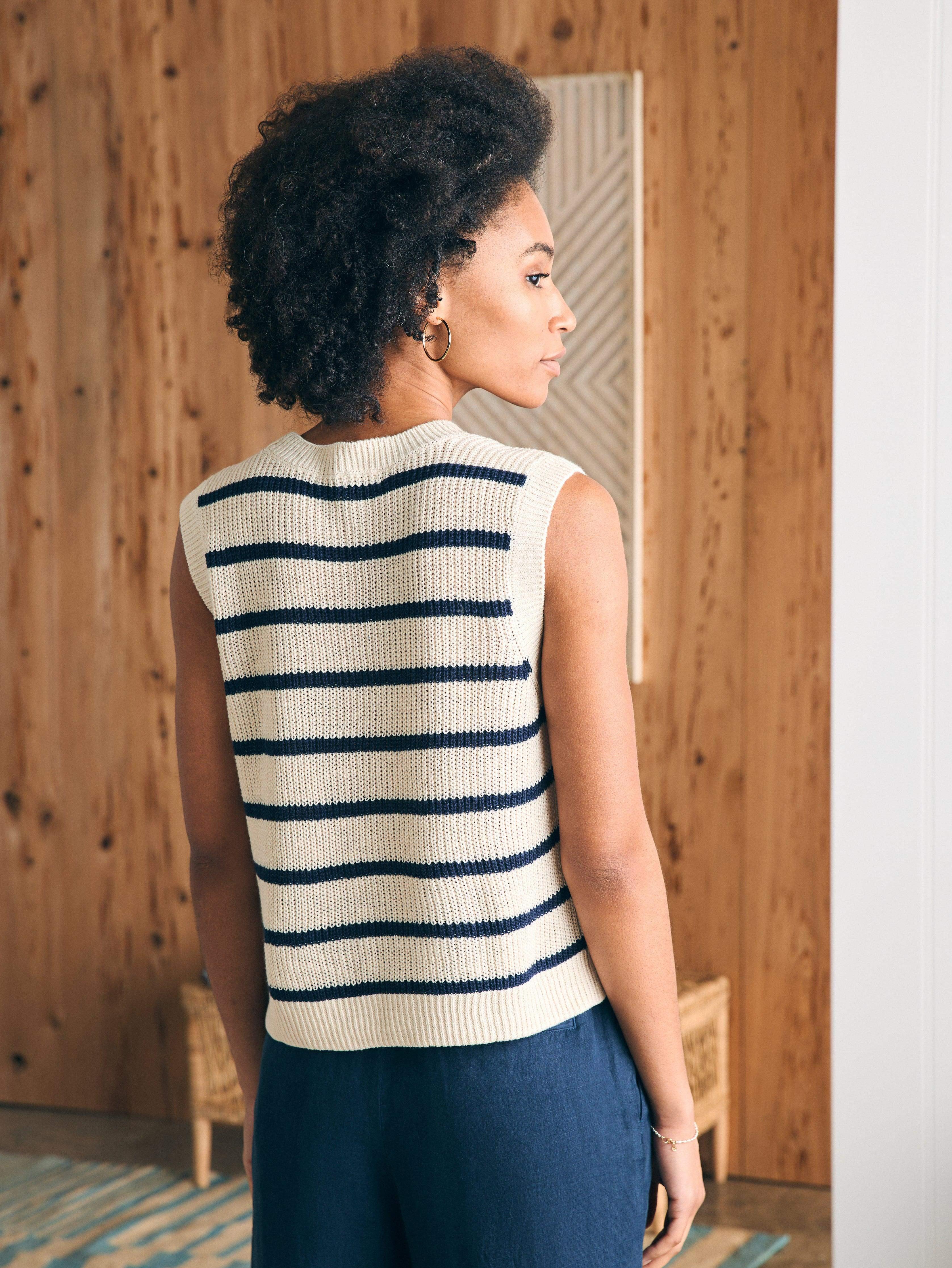 Miramar Linen Muscle Tank - Montauk Stripe