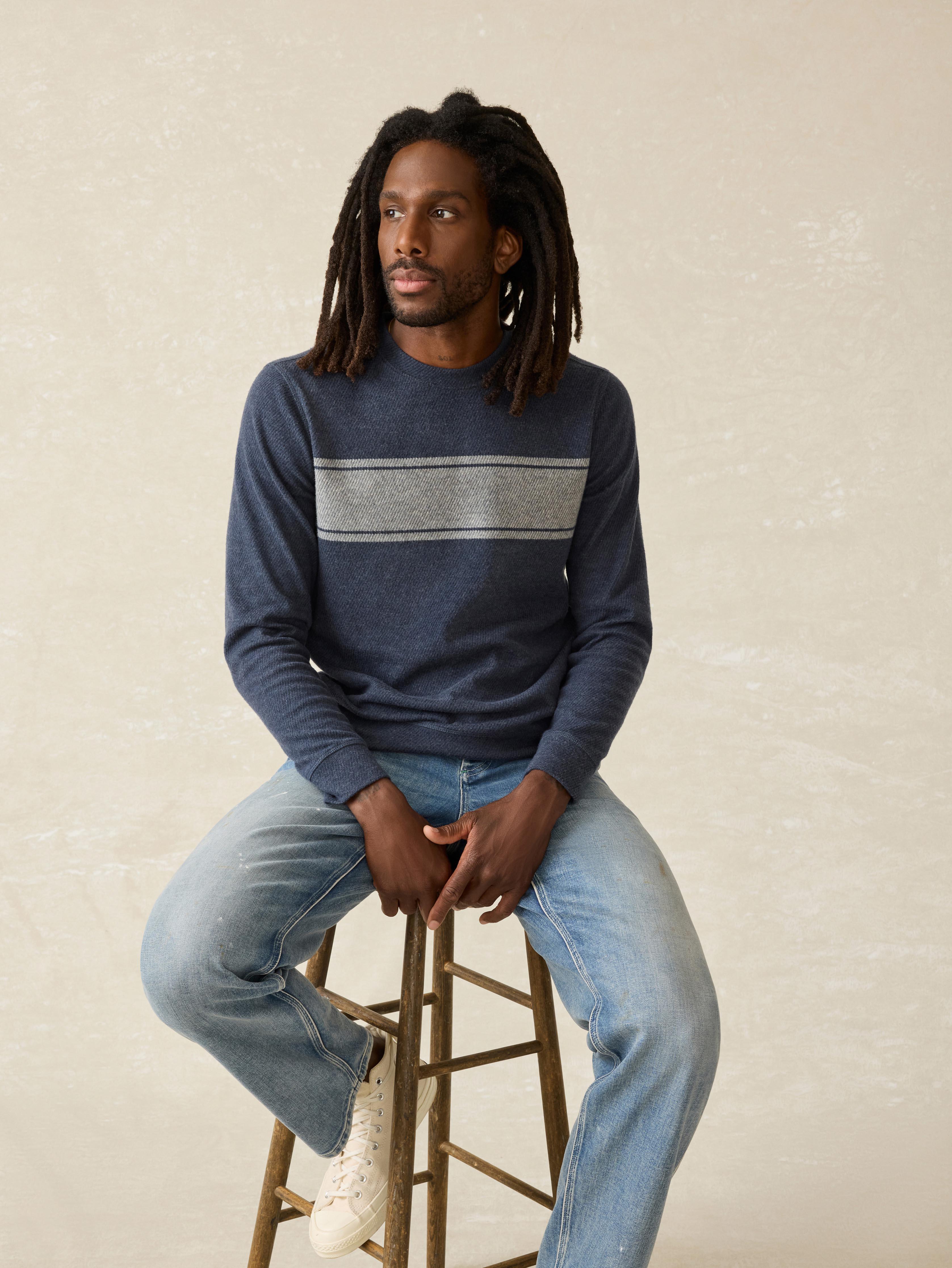 Legend™ Surf Stripe Sweater Crew - Brighton Navy Surf Stripe