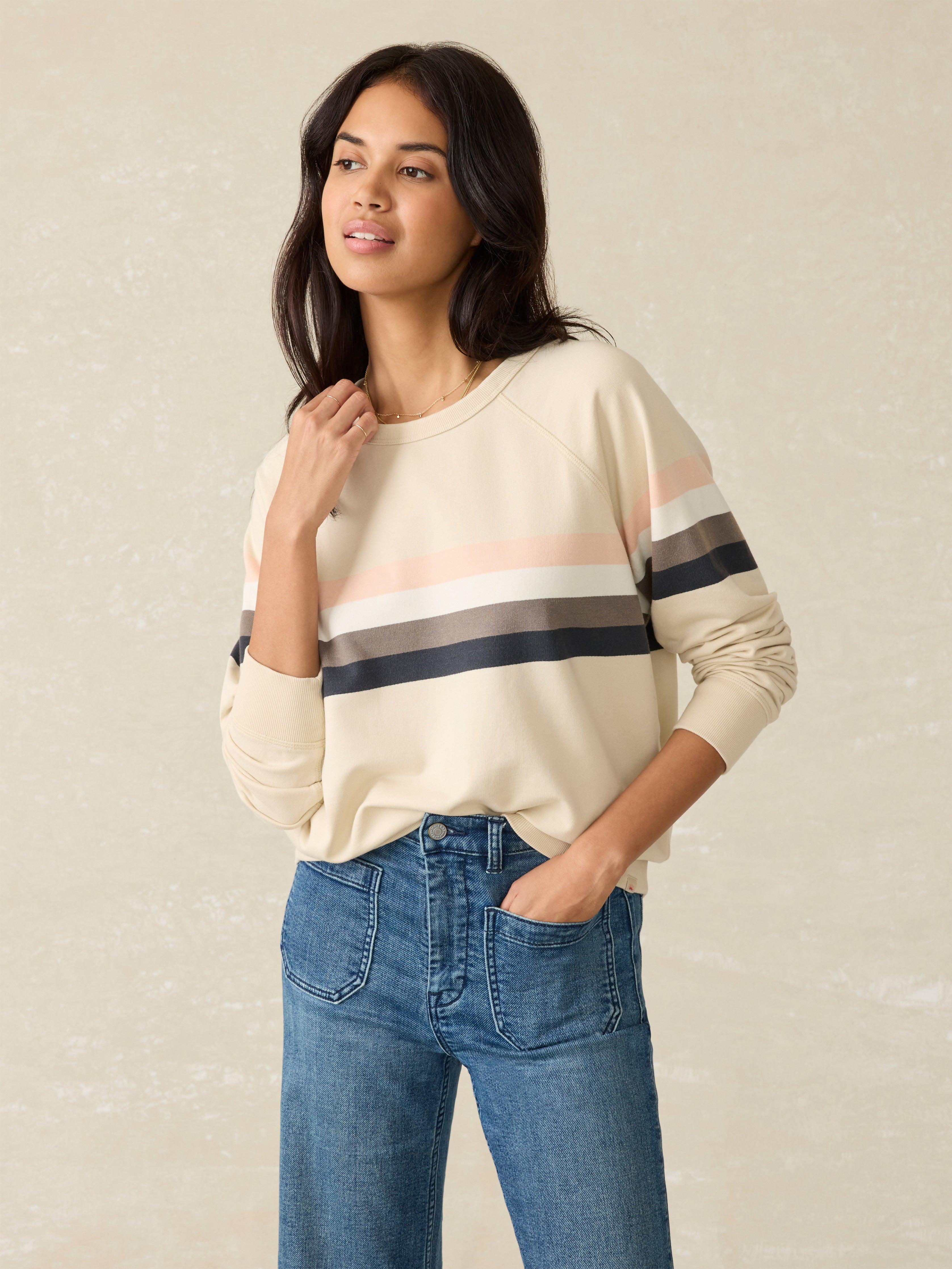 Coastal Cloud Cotton Crew - Sandbar Stripe