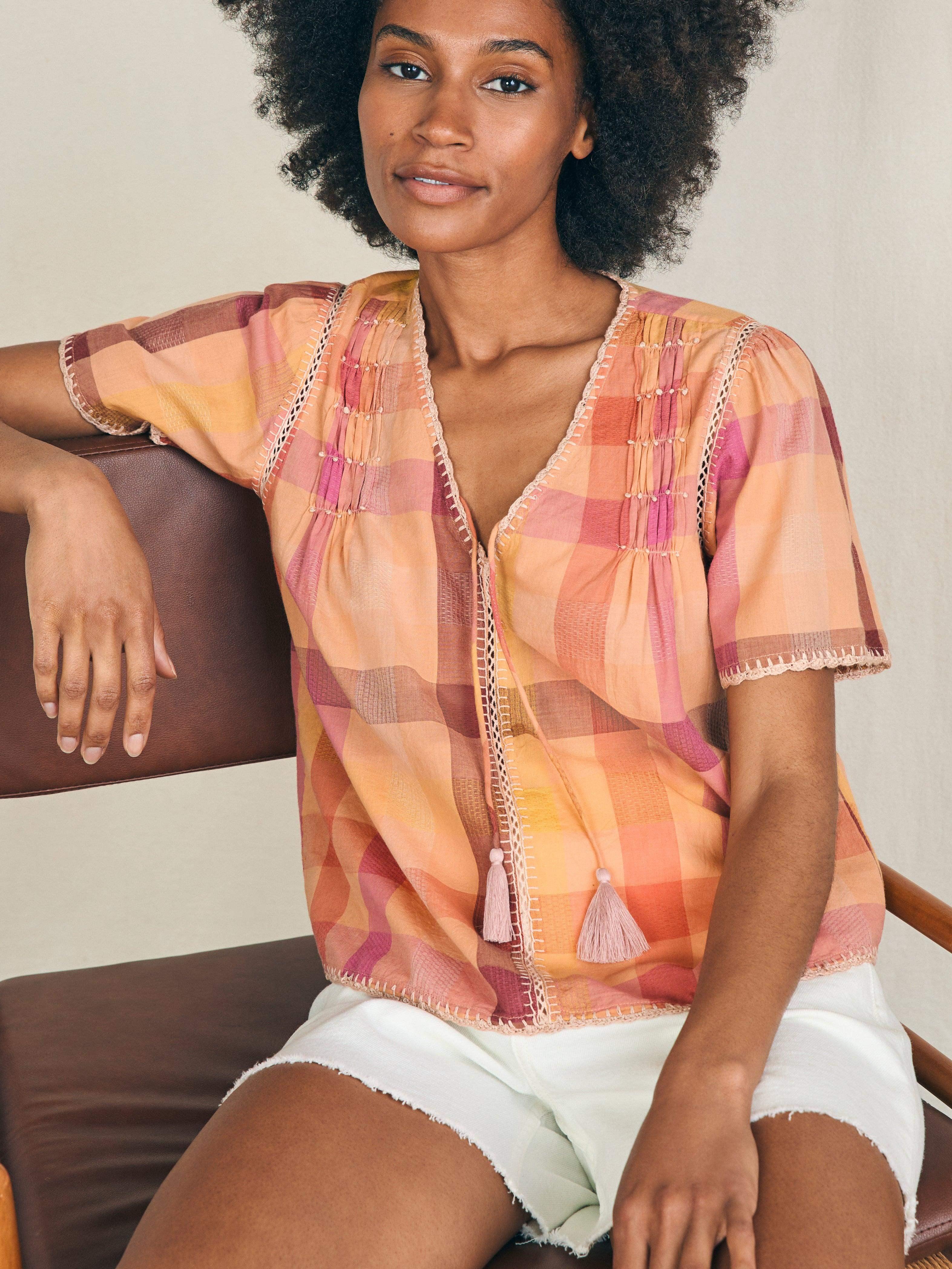 Margate Top - Sunset Desert Plaid