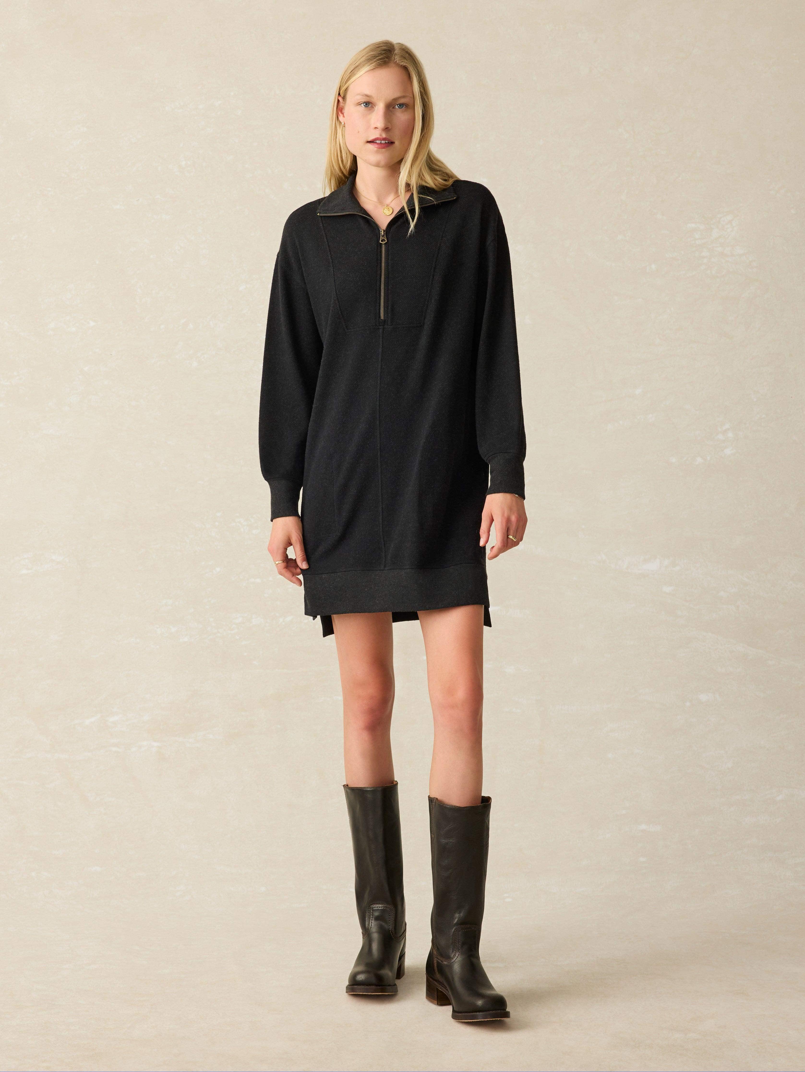 Legend™ Quarter Zip Dress - Heathered Black Twill