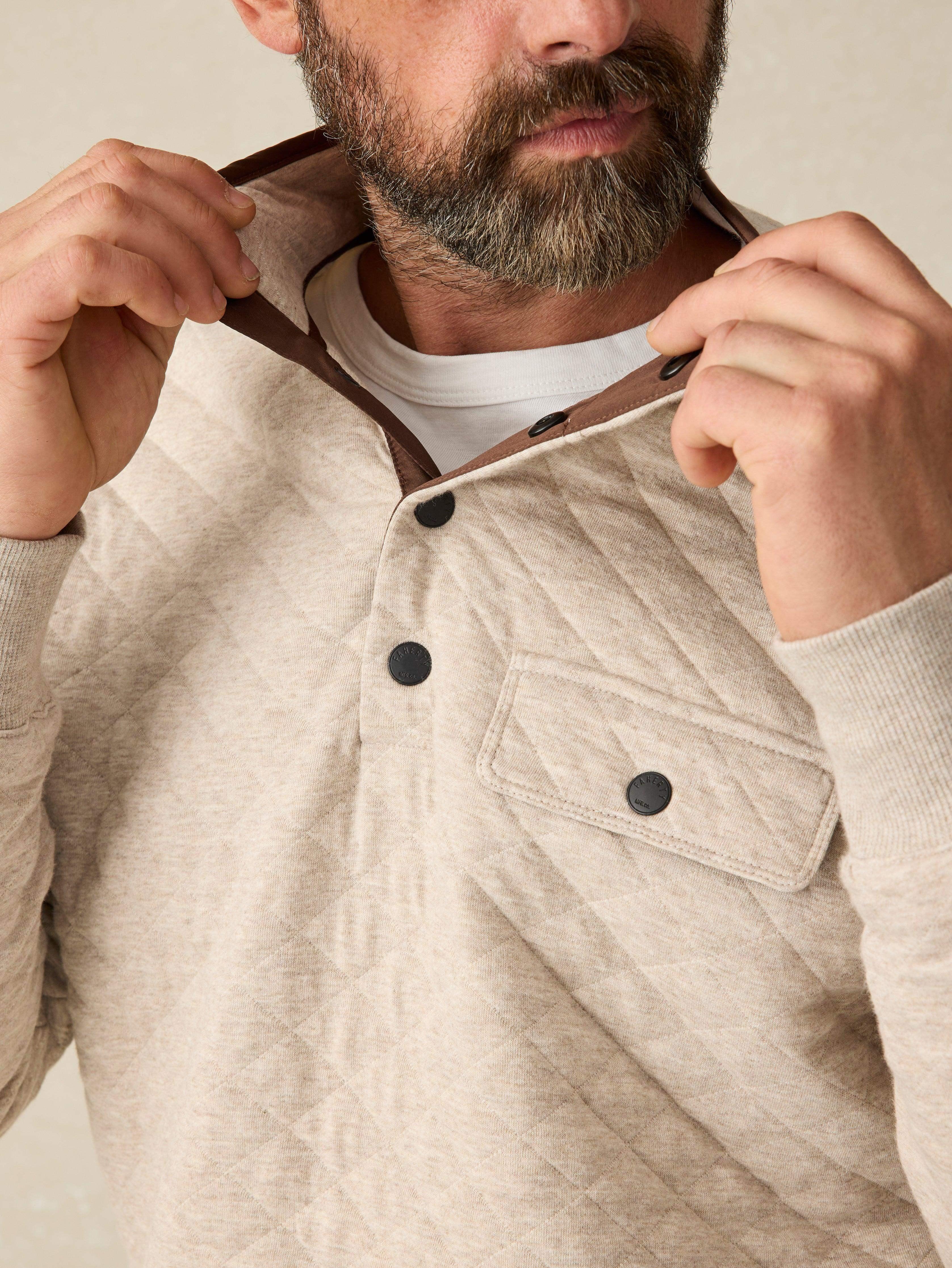 Epic Quilted Fleece Pullover - Oatmeal Melange