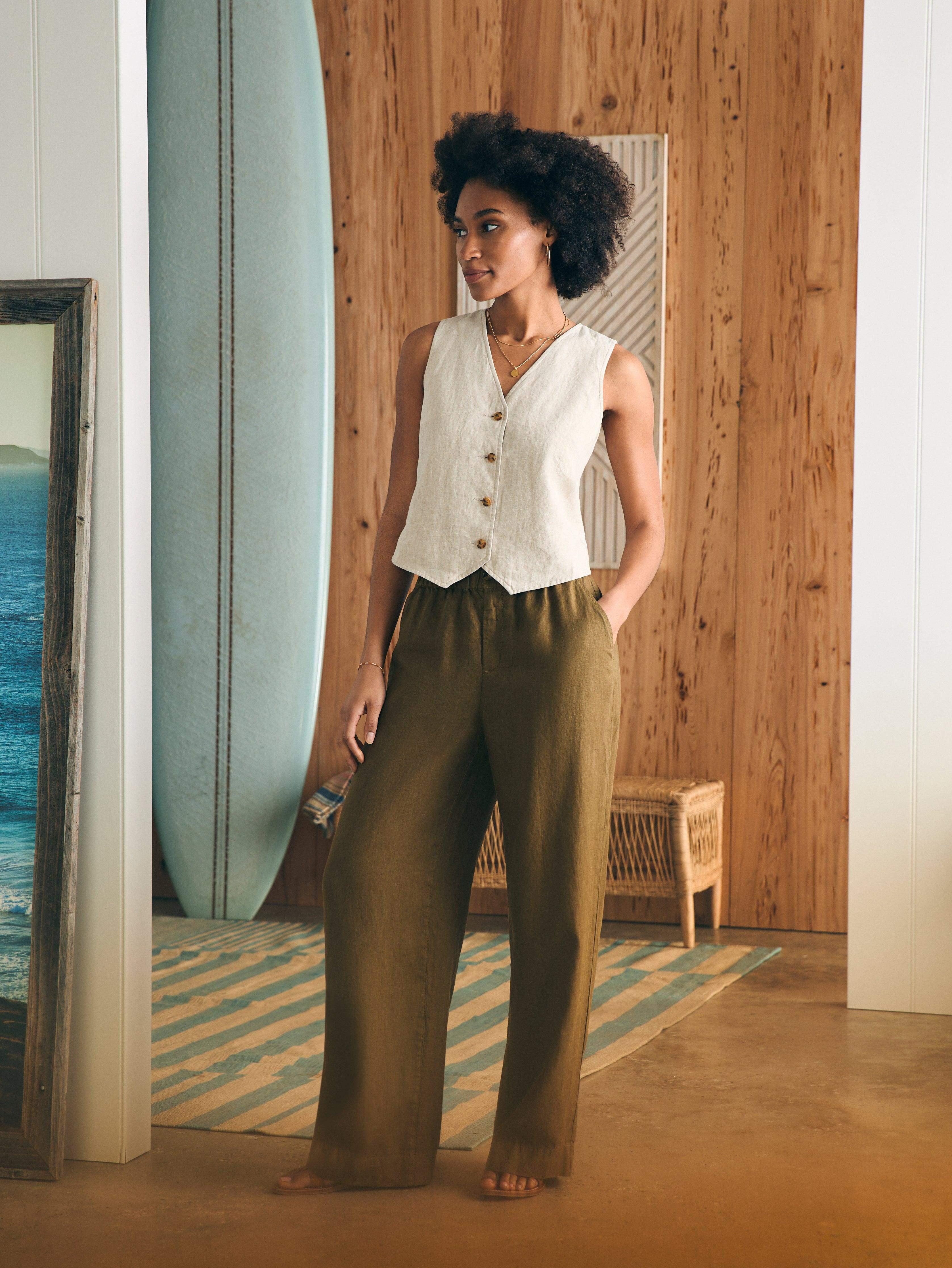 Monterey Linen Pant - Military Olive