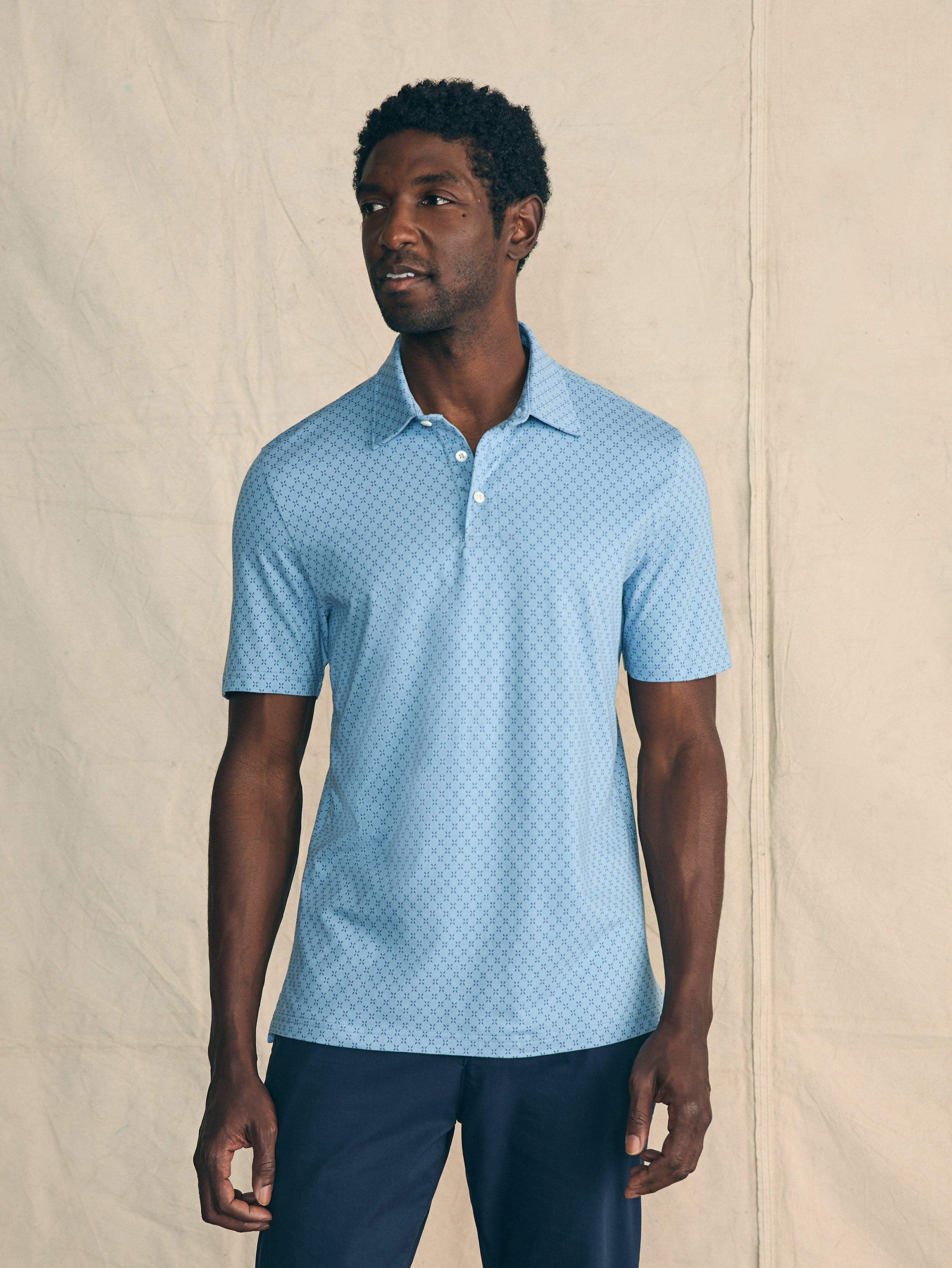 Movement™ Short-Sleeve Pique Polo Shirt - Blue Surfboard Geo