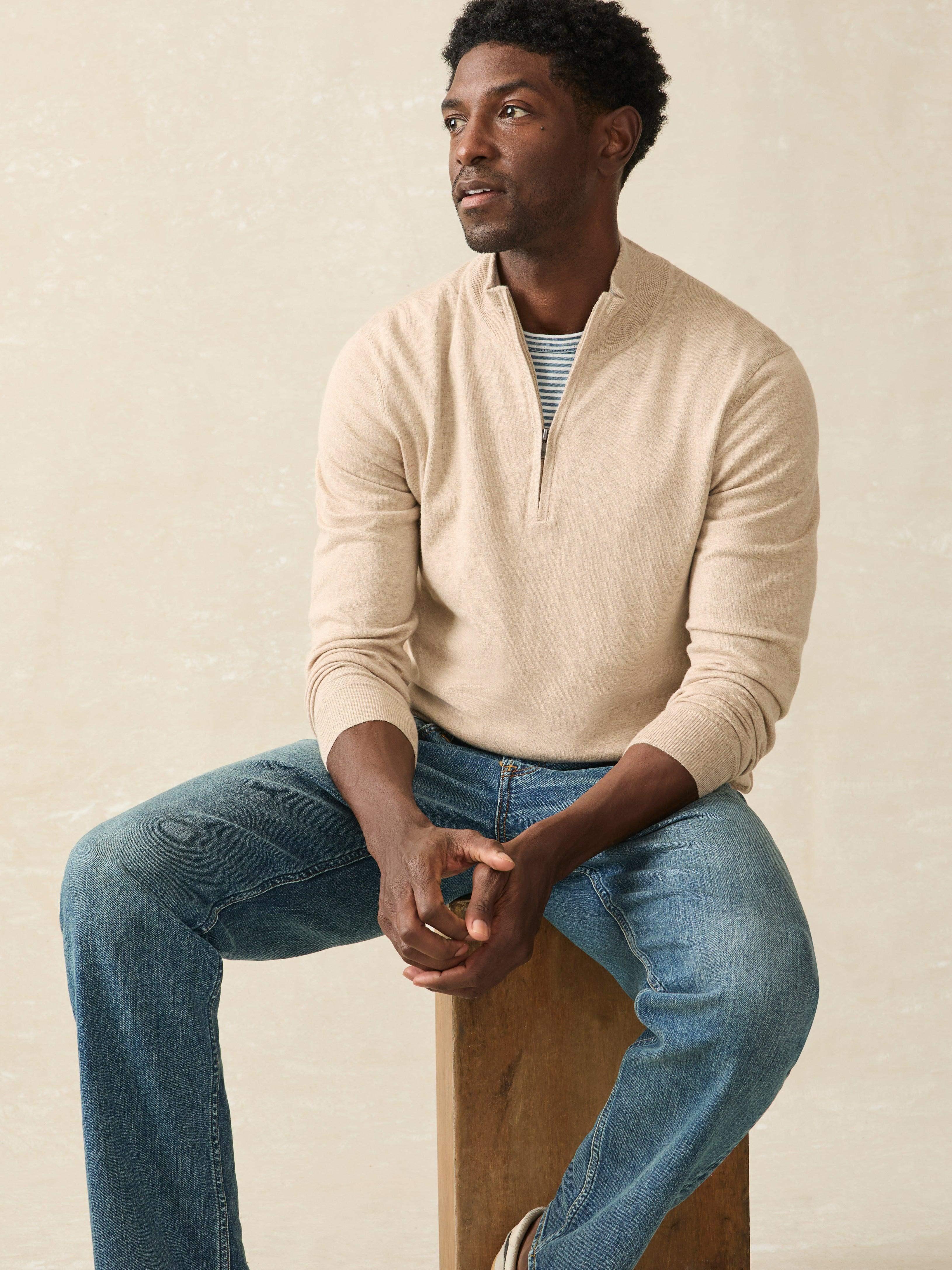 Movement™ Quarter Zip Sweater - Soft Dune Heather