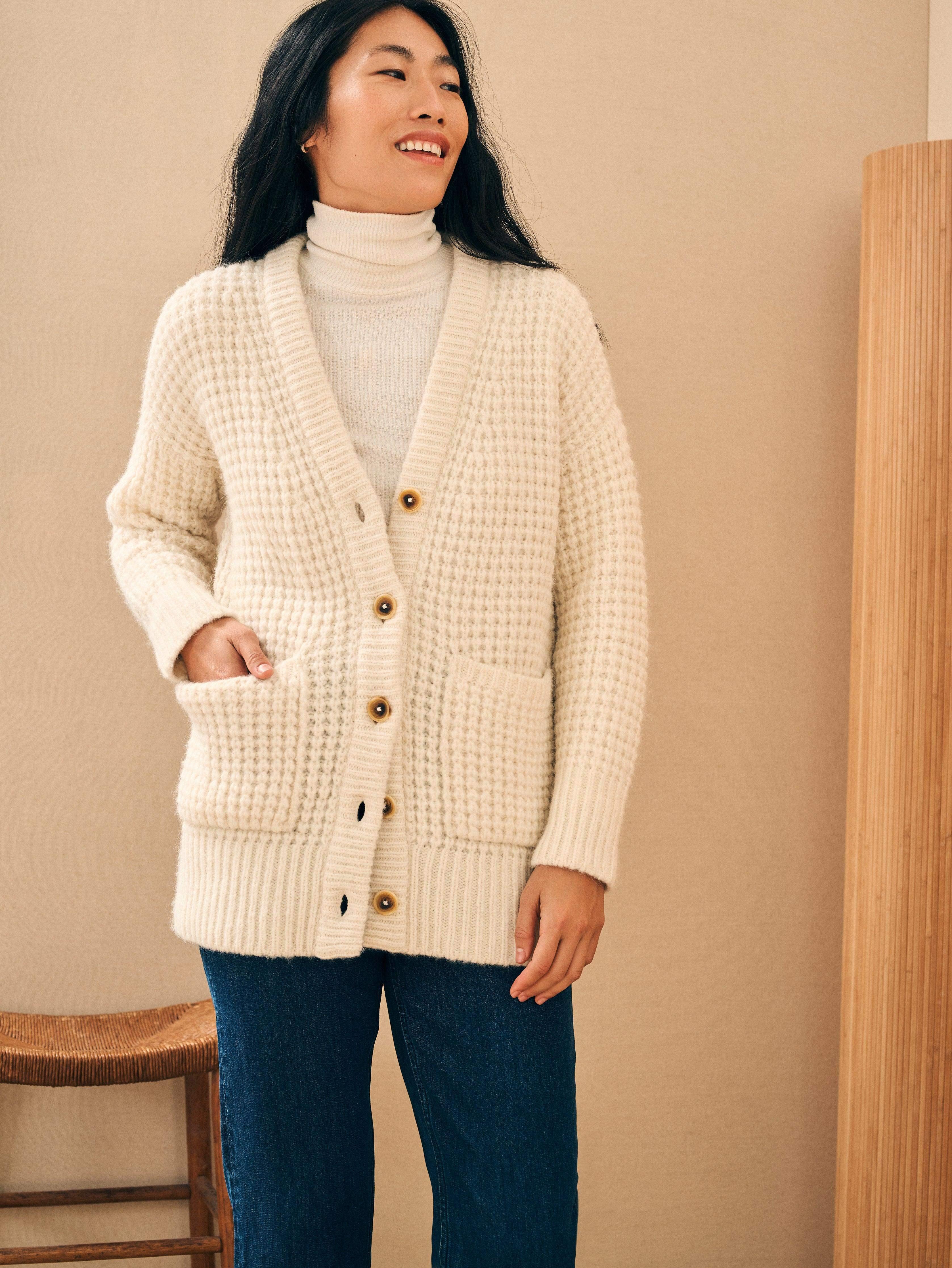 Frost Waffle Cardigan - Cream