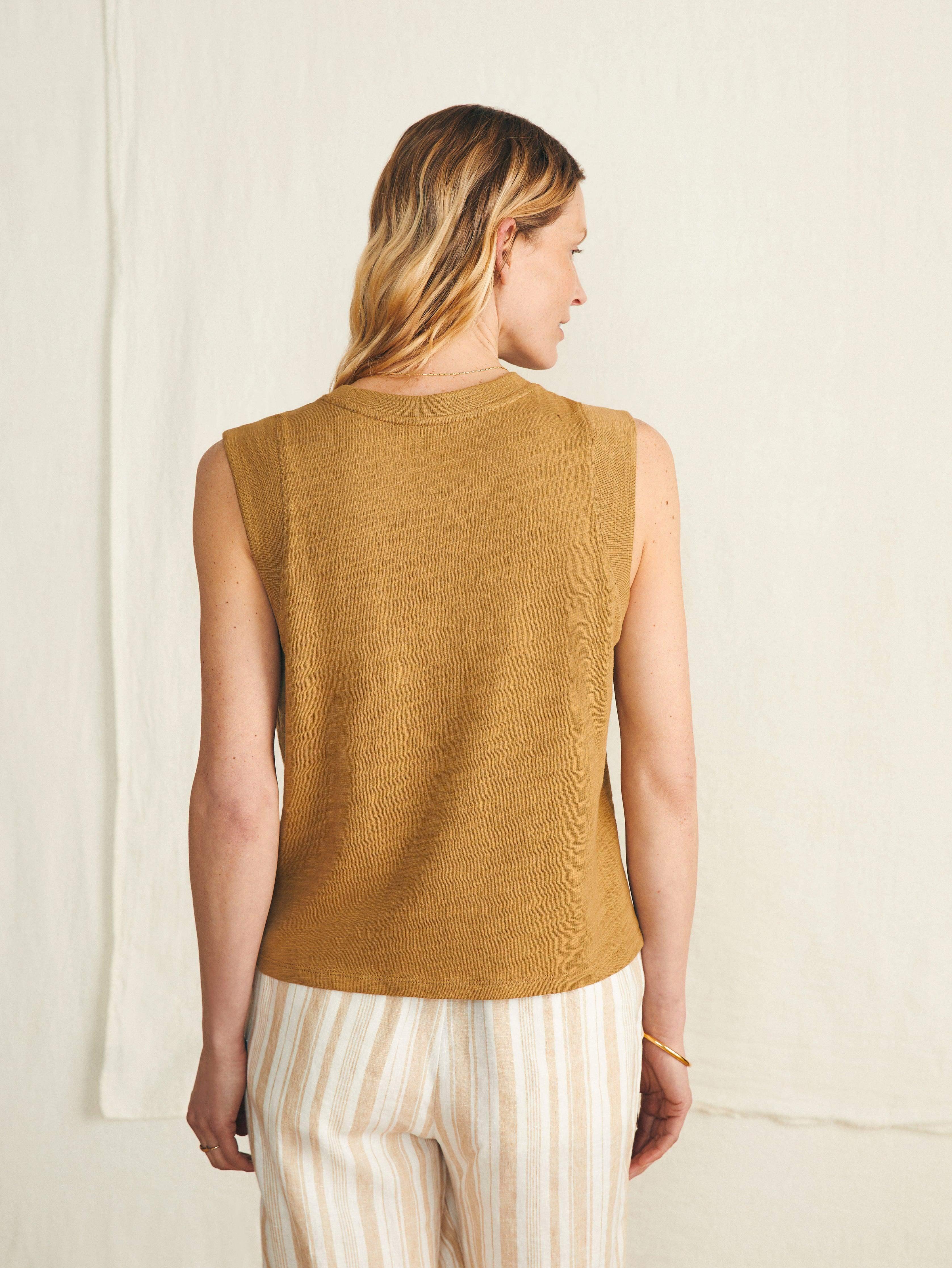 Sunwashed Slub Muscle Tank - Antique Bronze