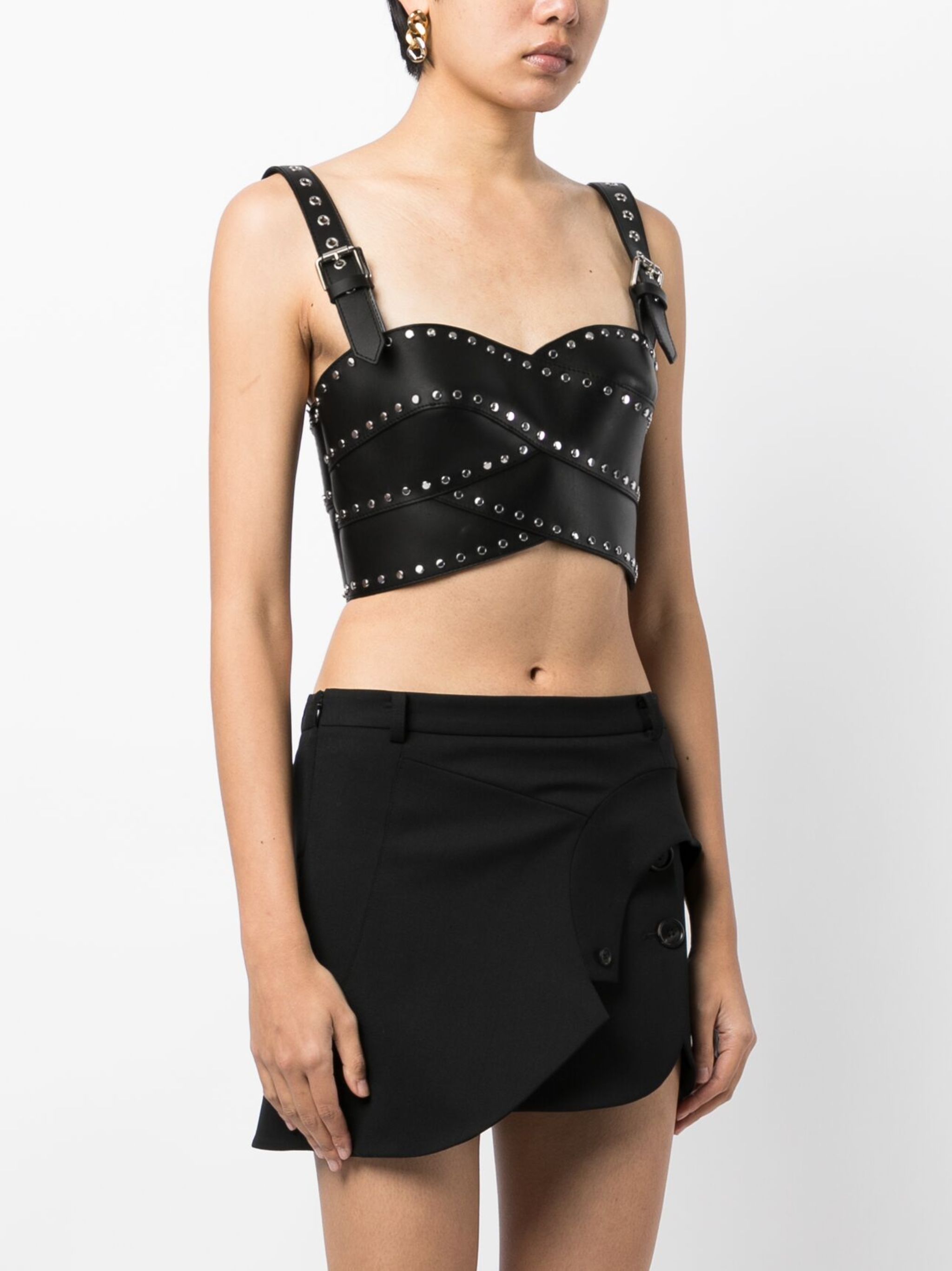 stud-detail leather bustier top