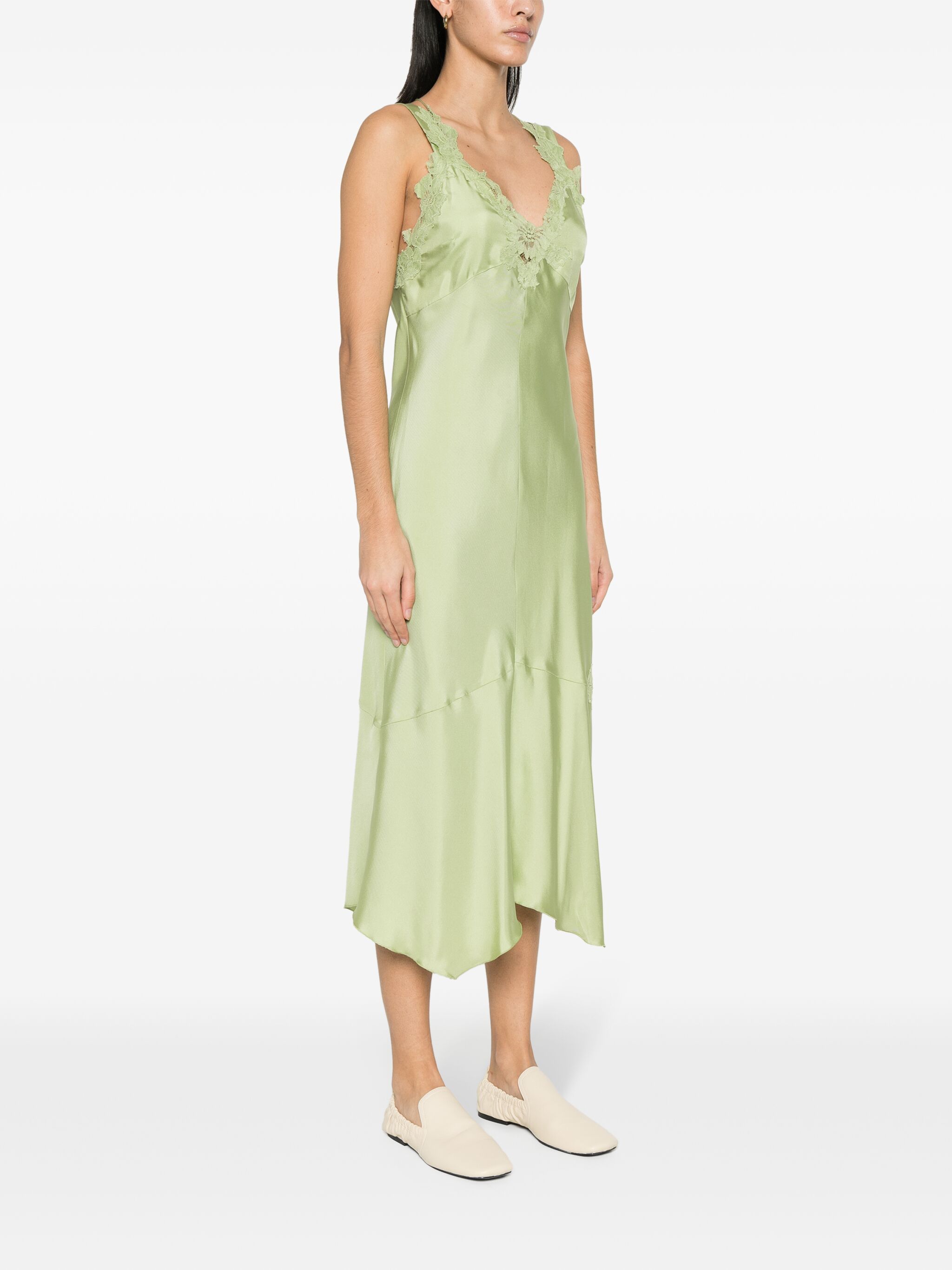 lace-appliqué camisole silk dress