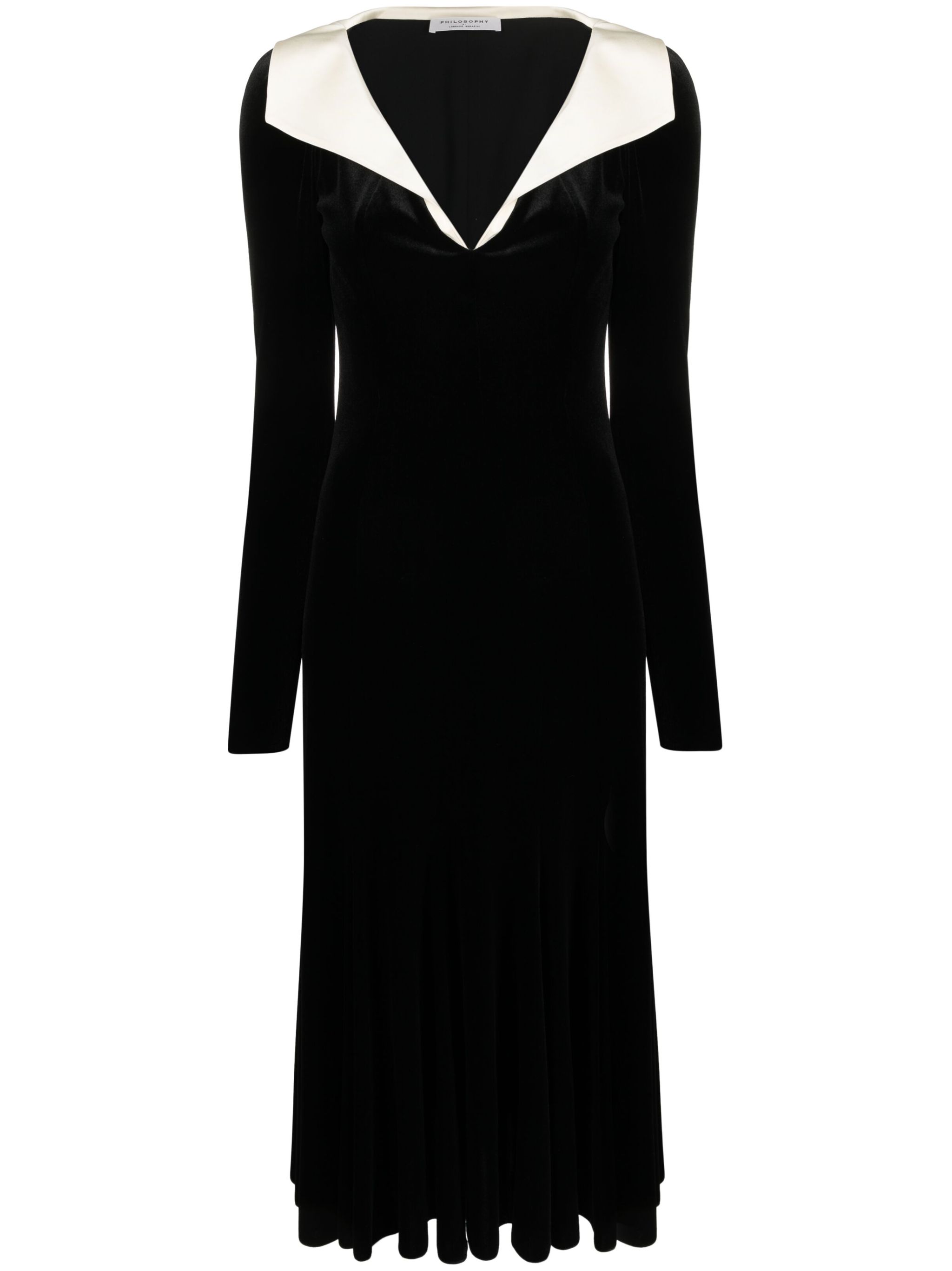 long-sleeve velvet midi dress