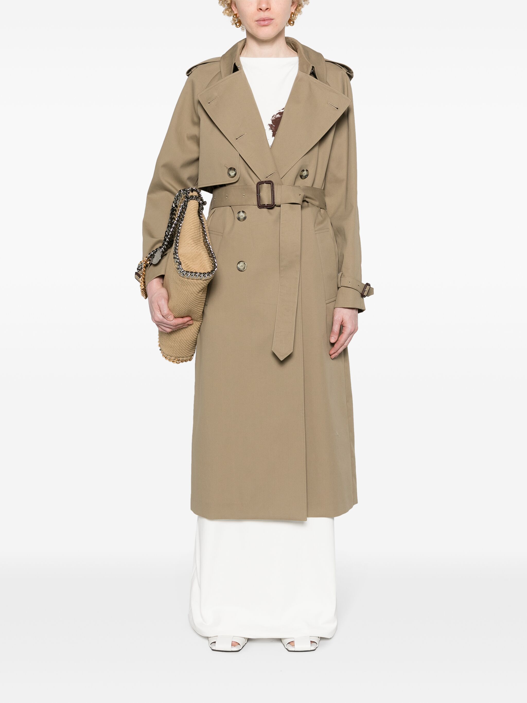 belted cotton trench coat