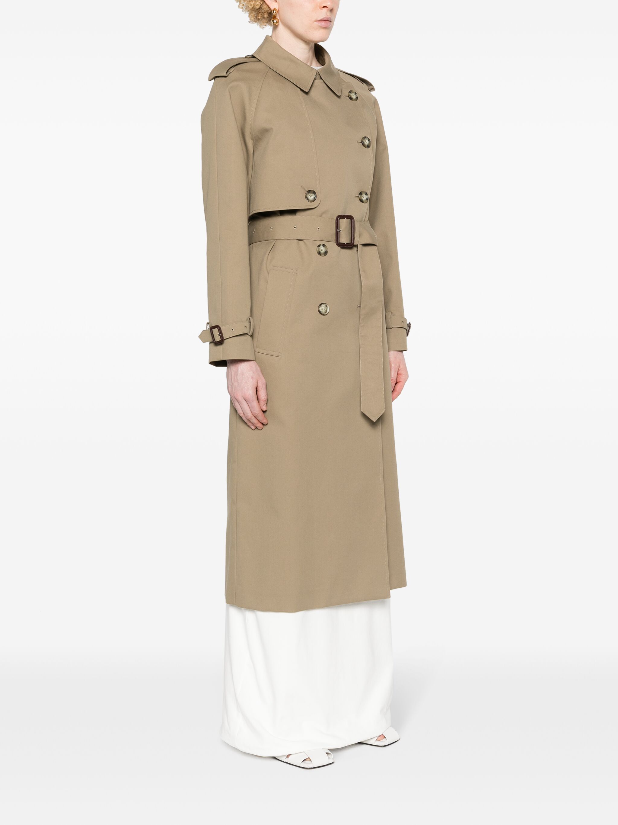 belted cotton trench coat