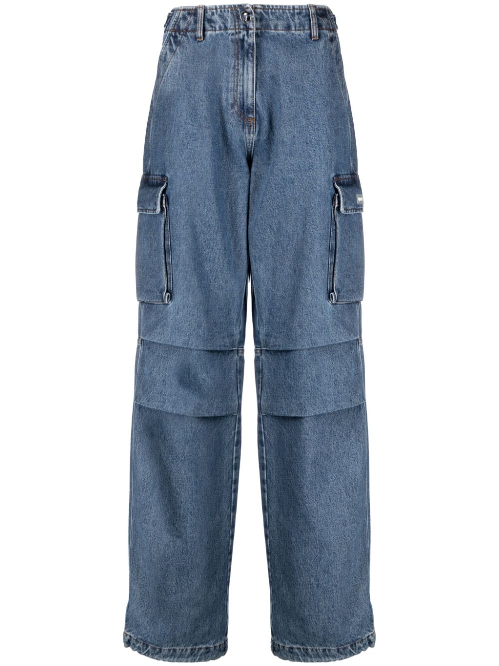 high-waisted wide-leg cargo trousers