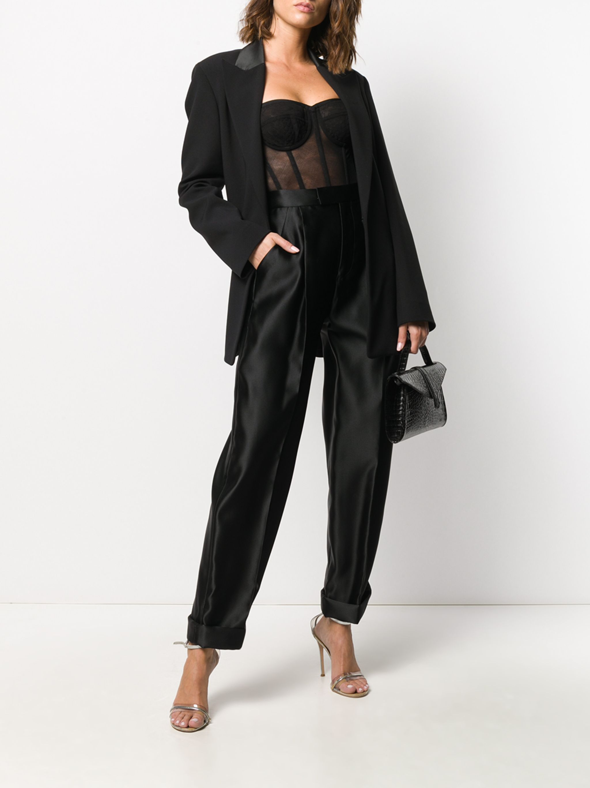 high waisted silk trousers