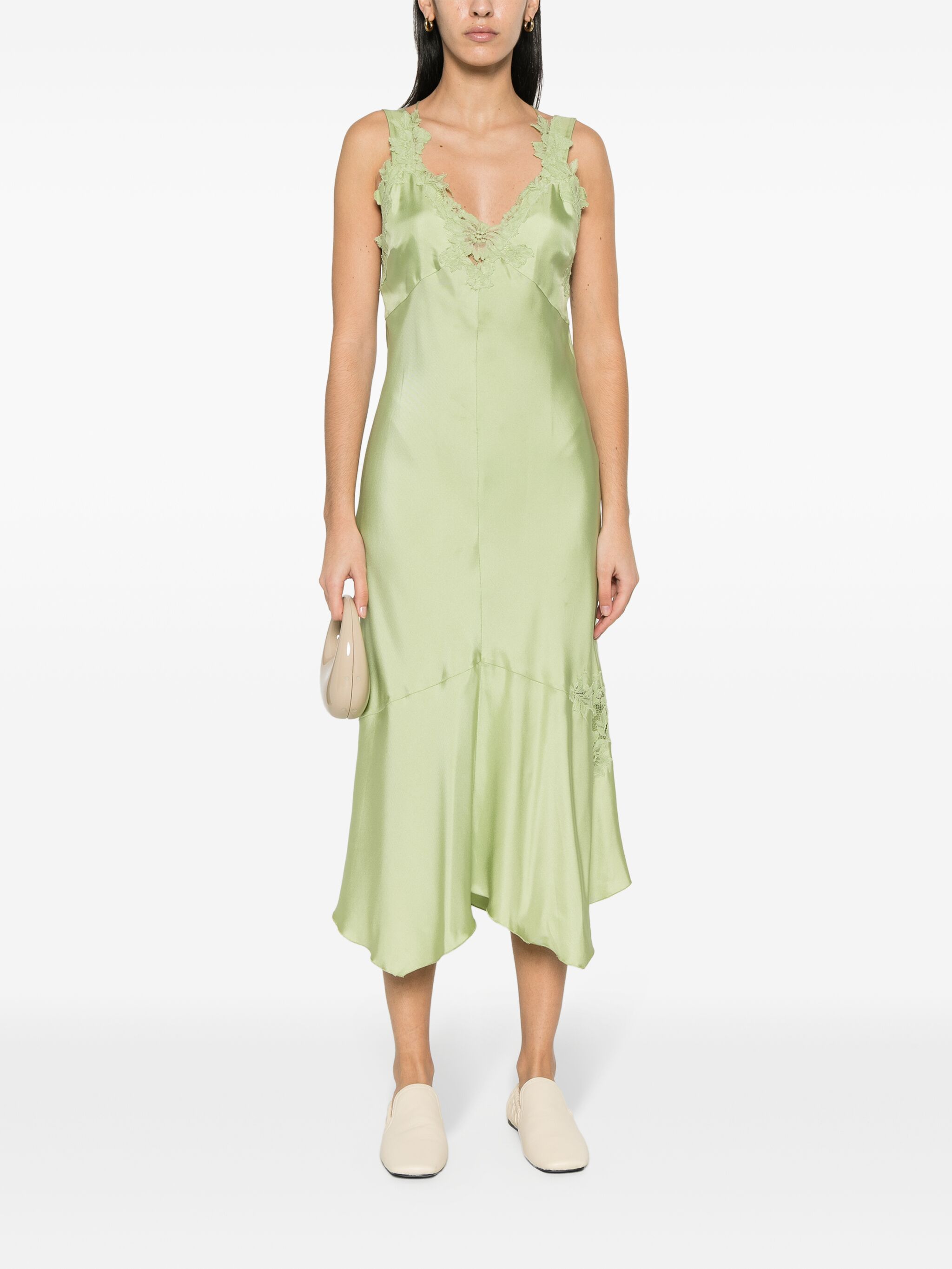 lace-appliqué camisole silk dress