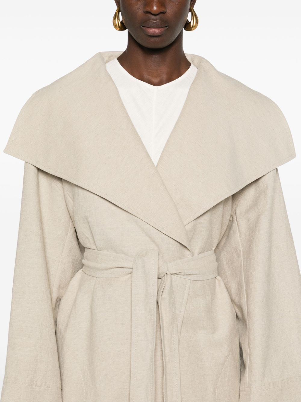 Signature linen-blend midi coat