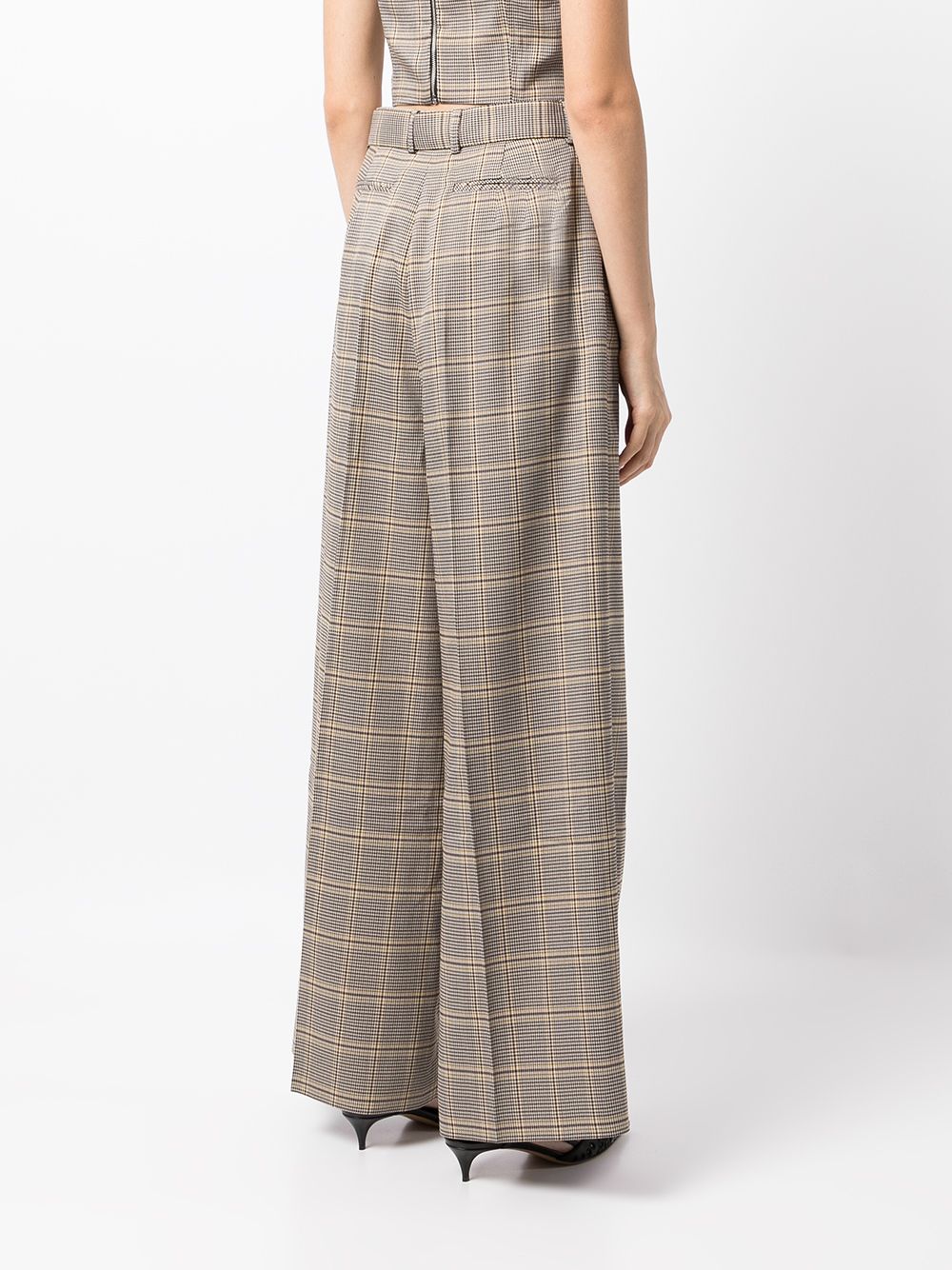 houndstooth belted waist trousers