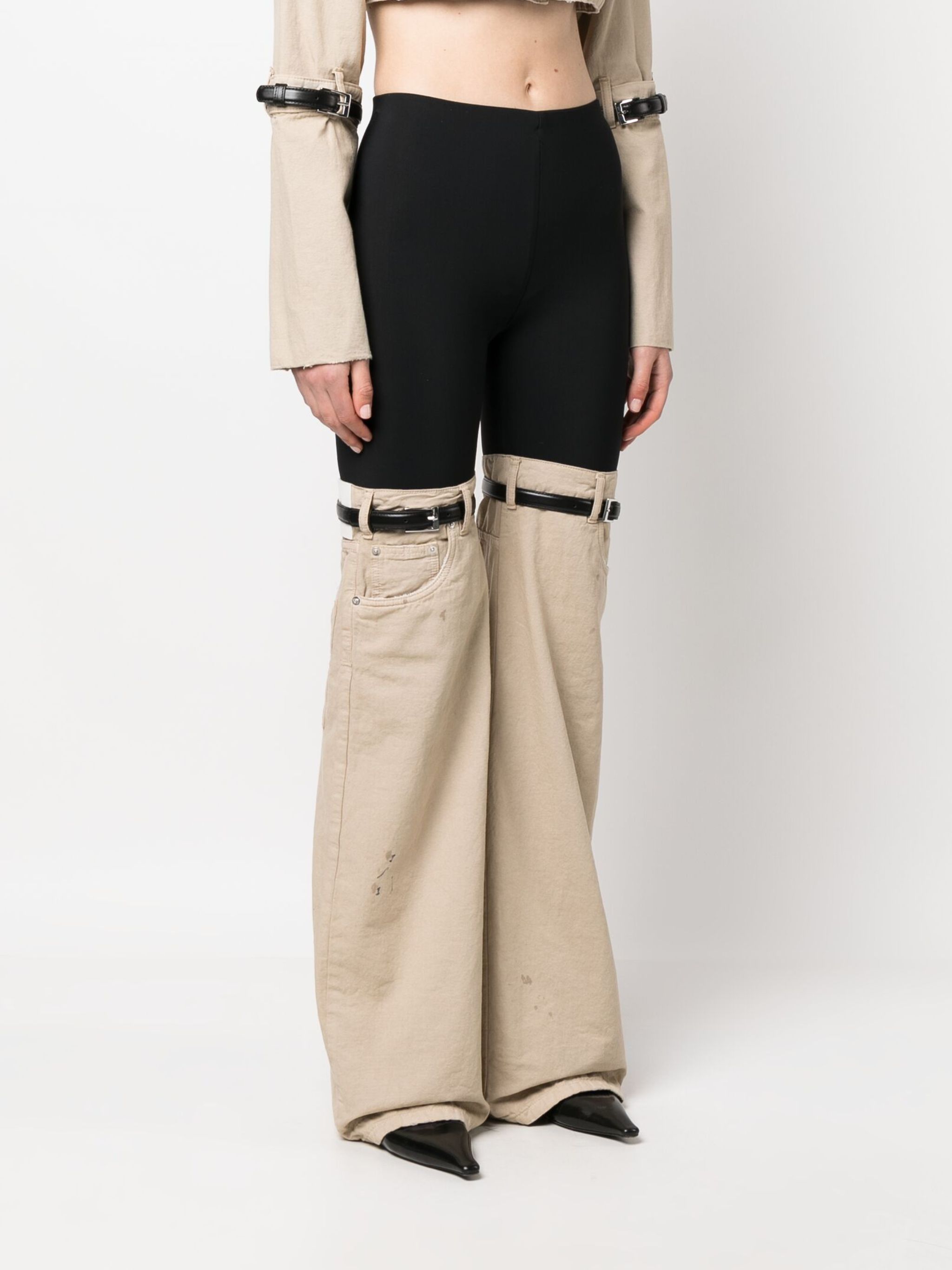 denim hybrid flare trousers