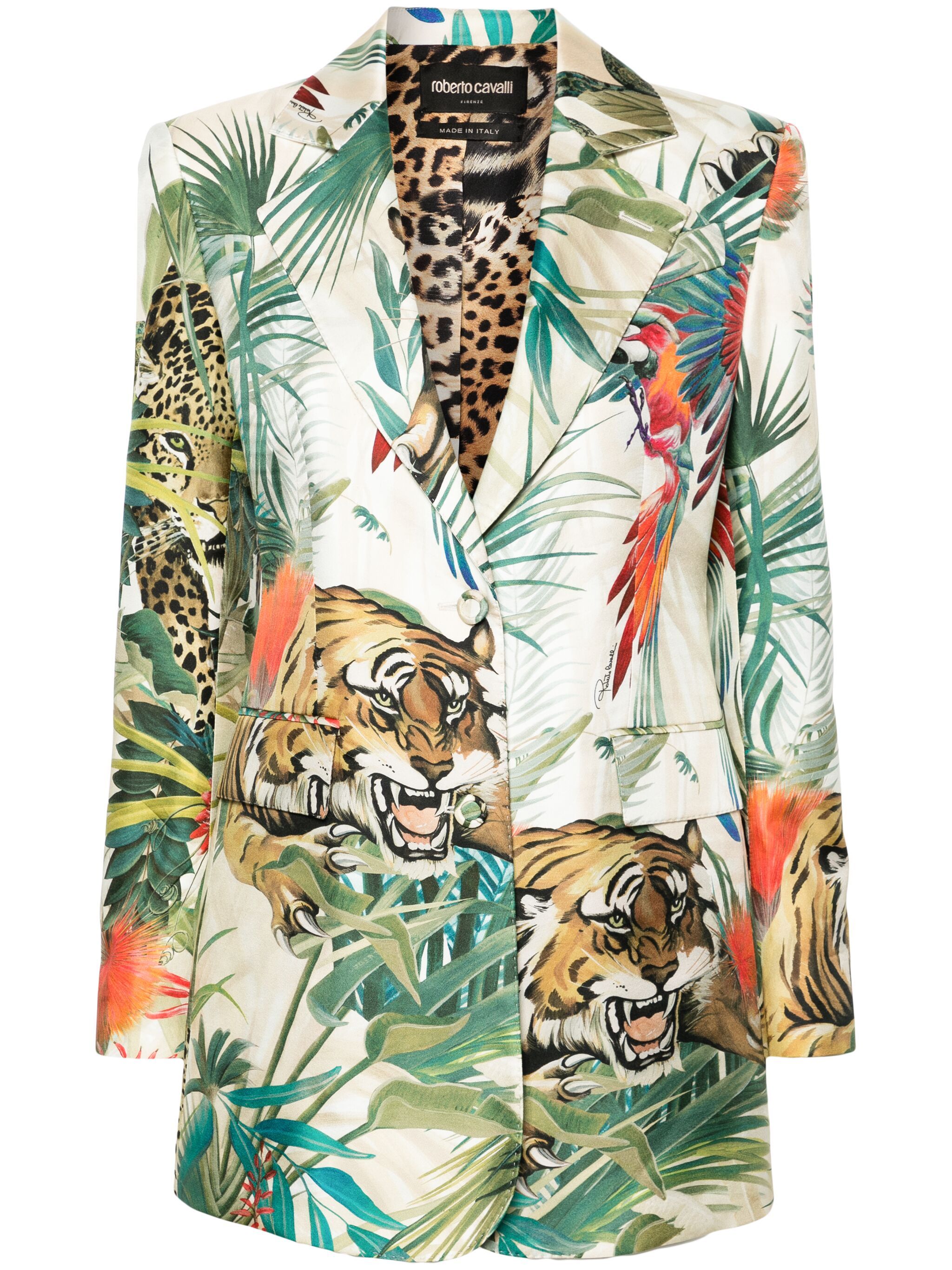 Jungle-print single-breasted blazer