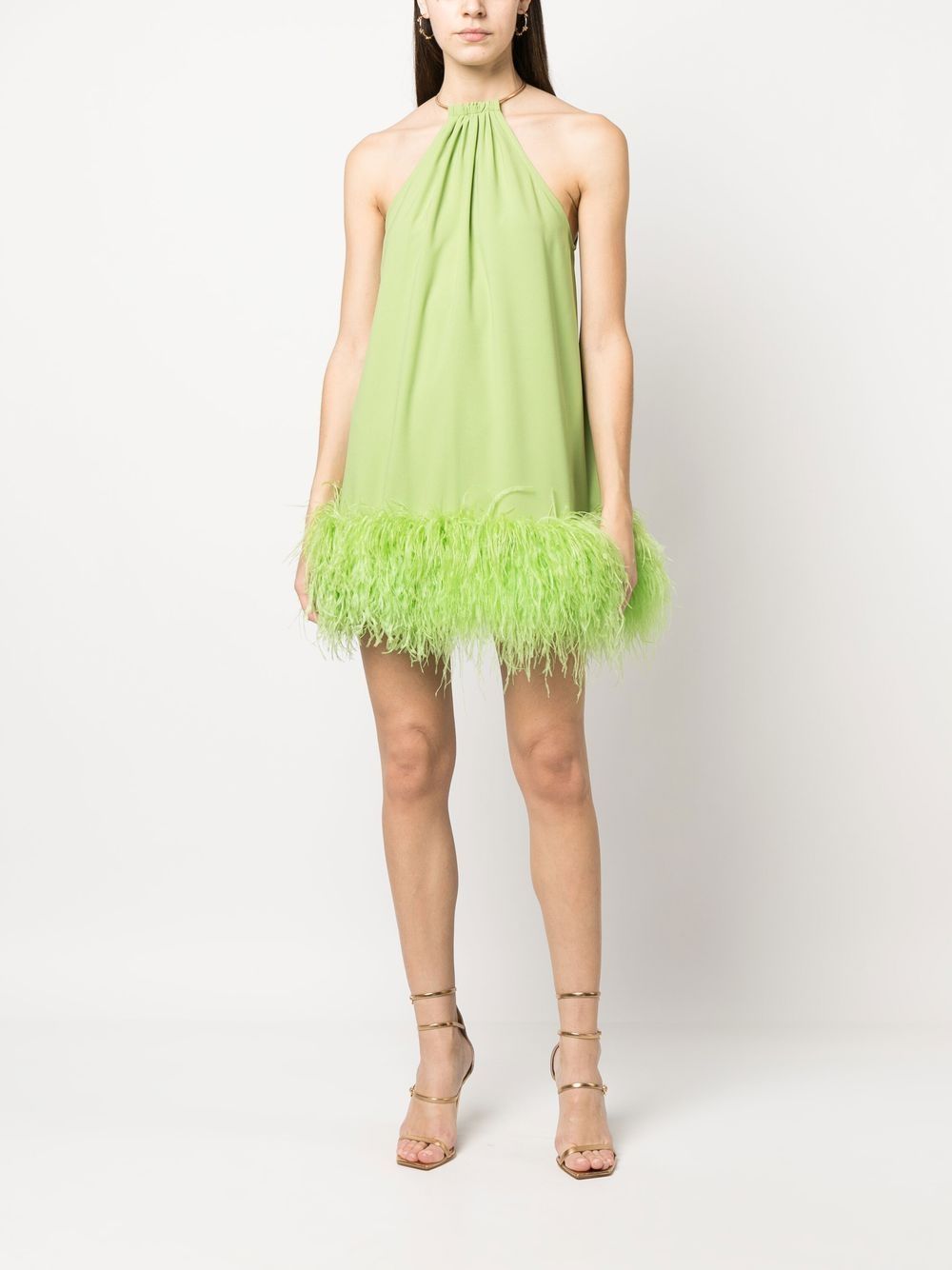 Reeves feather-trim minidress