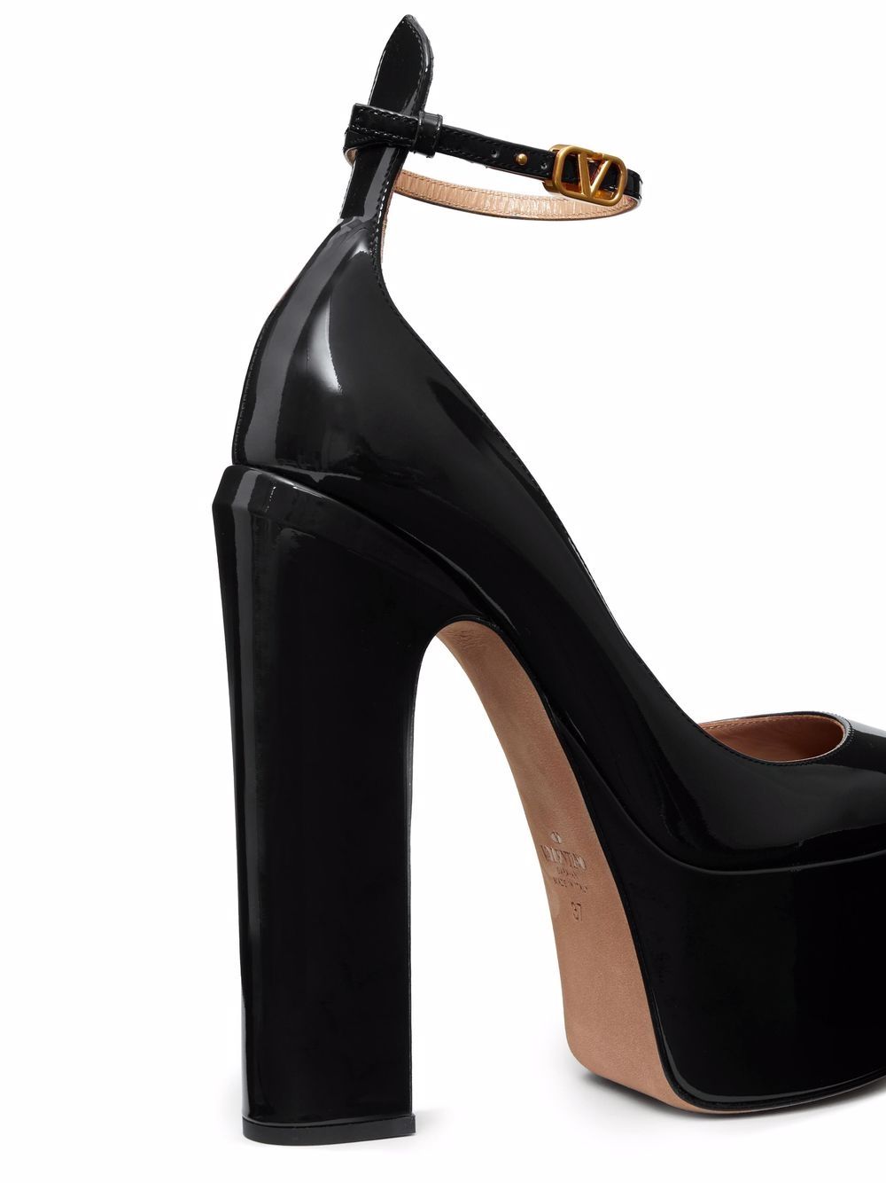 Tan-Go 155mm patent-leather pumps