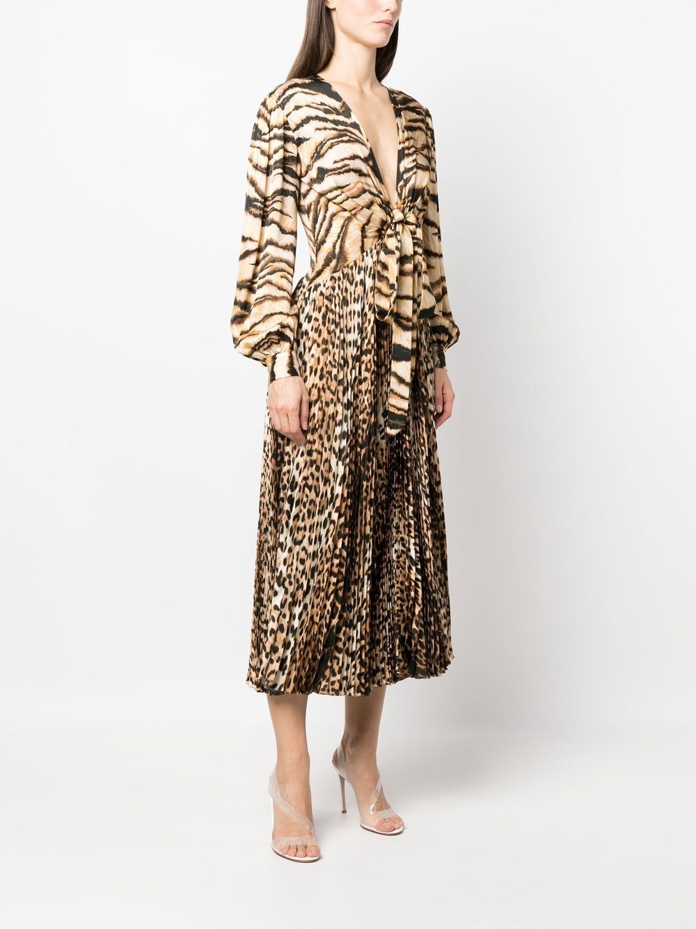 animal-print knot-font midi dress