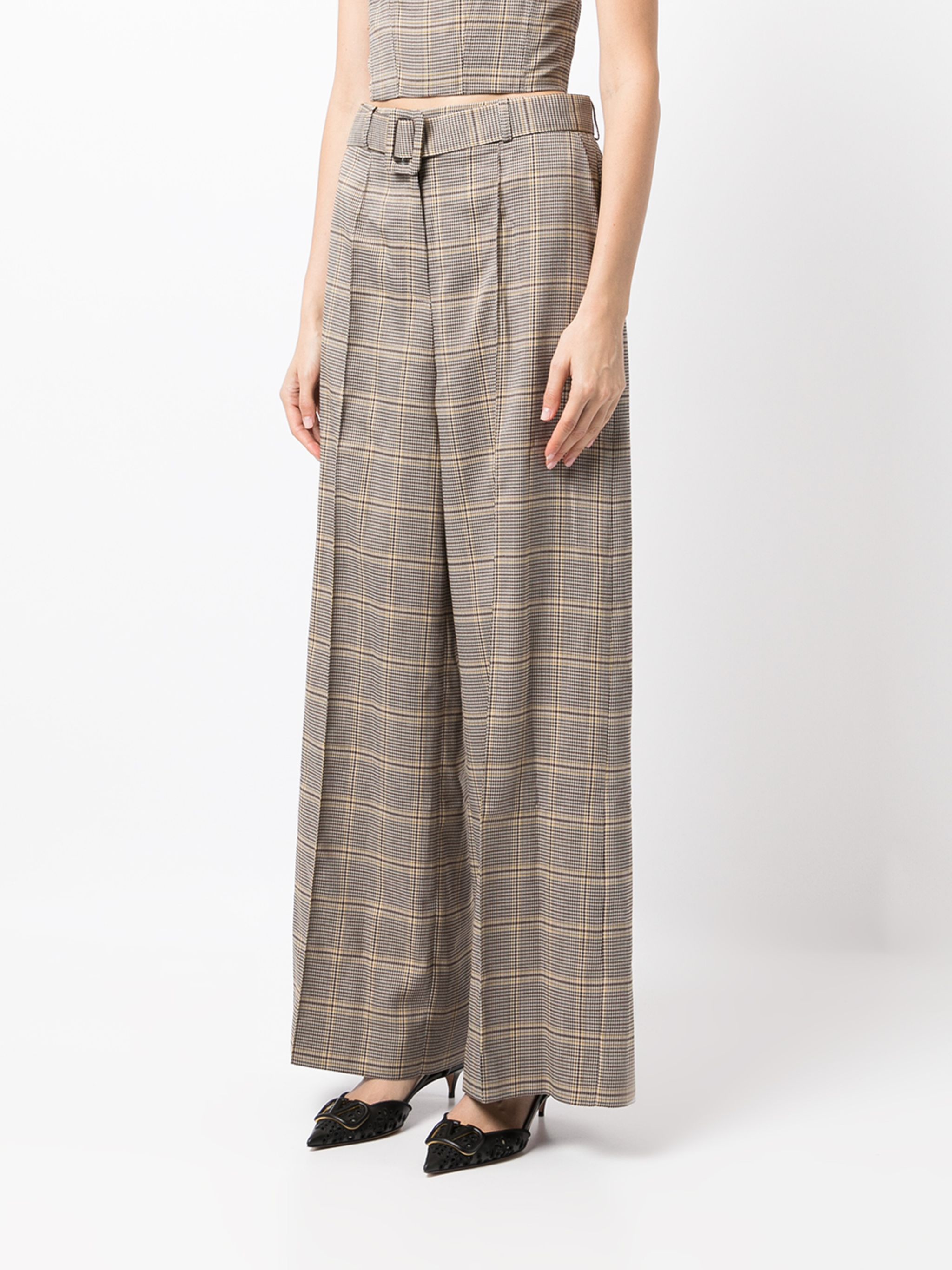 houndstooth belted waist trousers