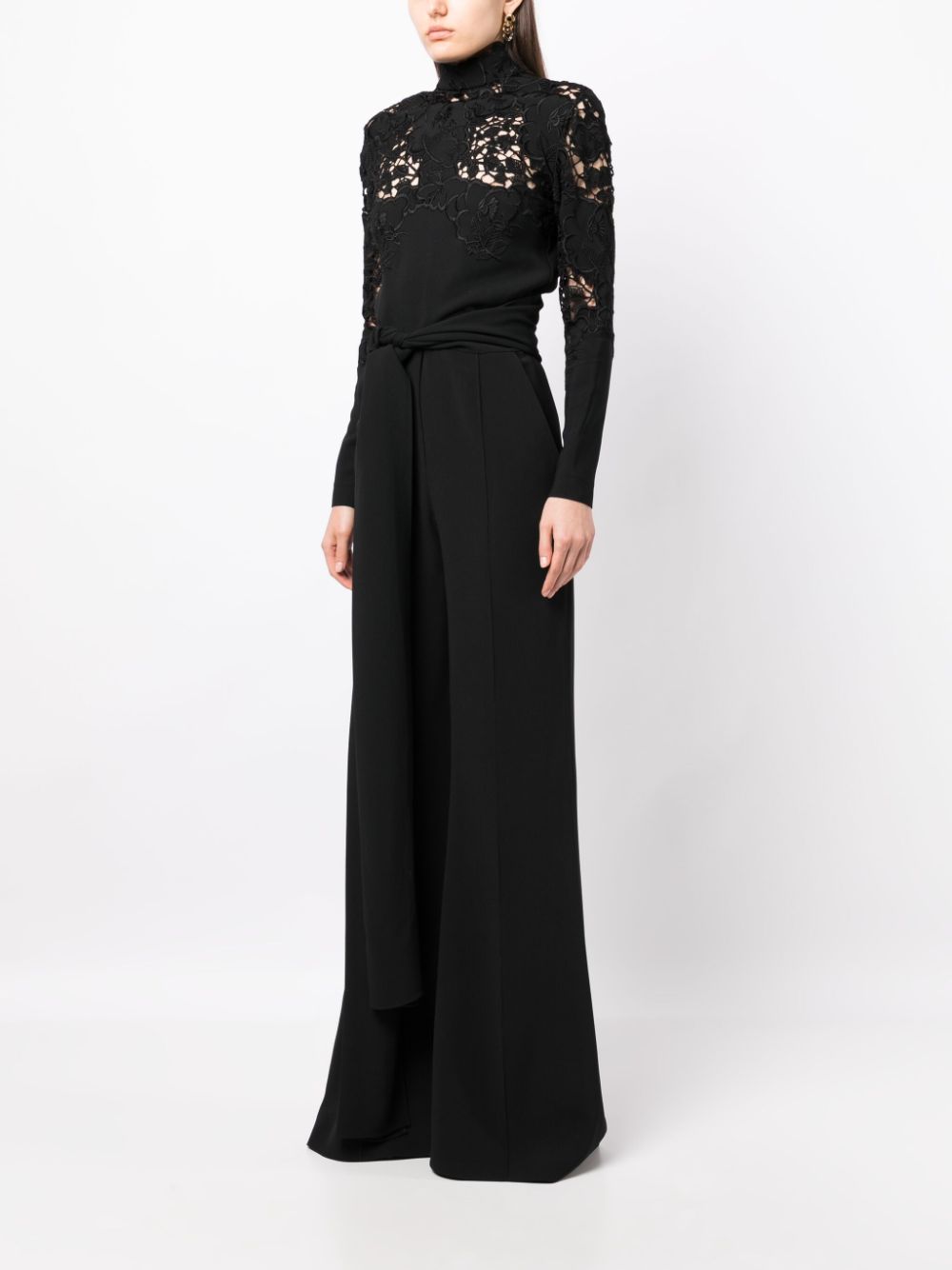 guipure-lace high-neck jumpsuit