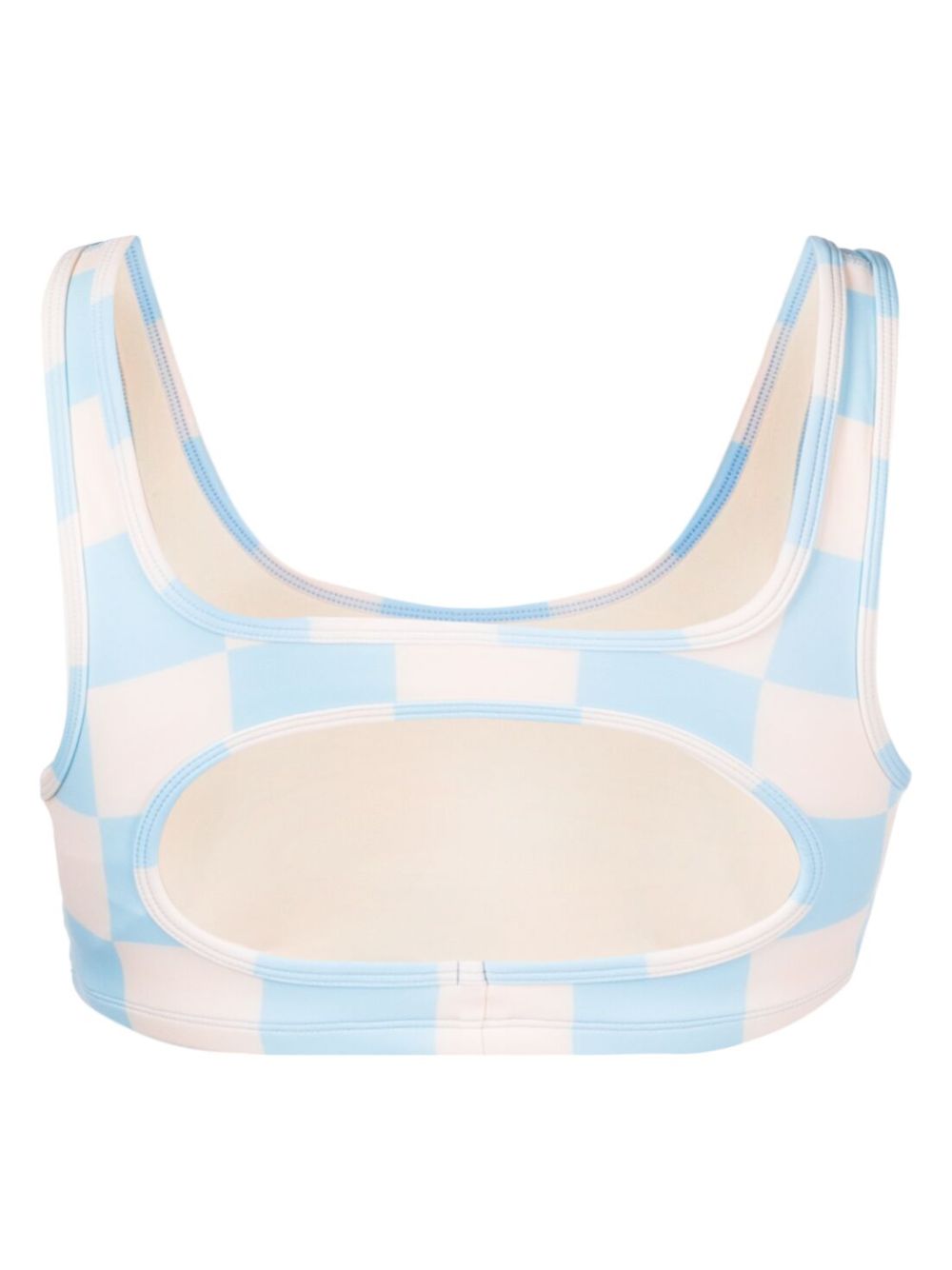 checked cut-out sports bra