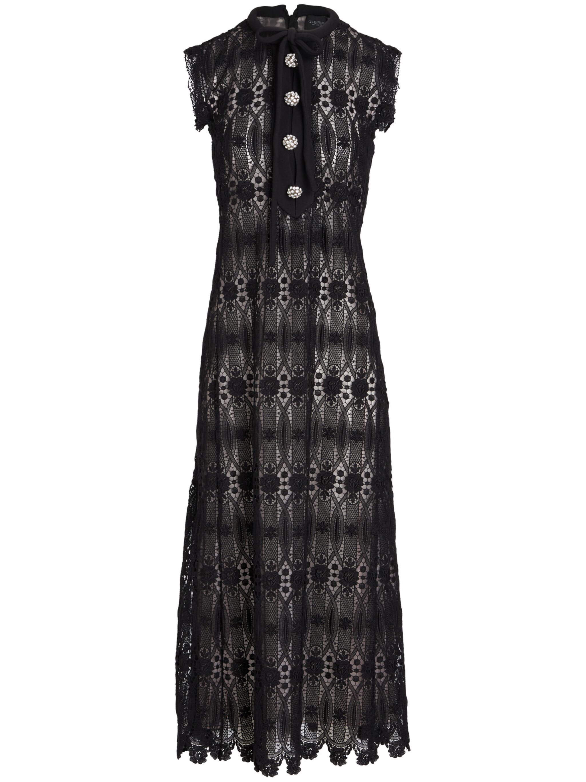 long embroidered macramé dress