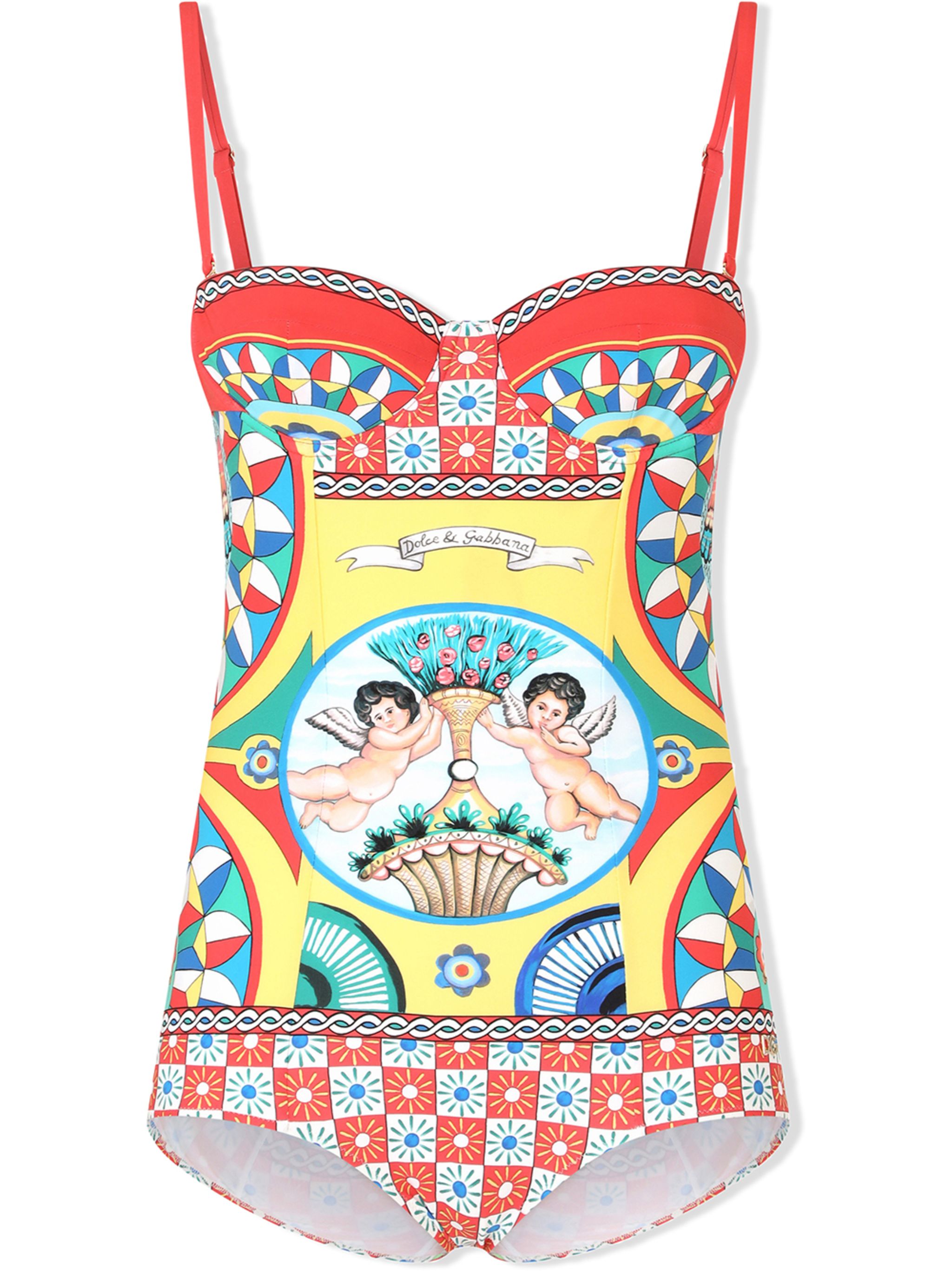 Carretto-print balconette swimsuit