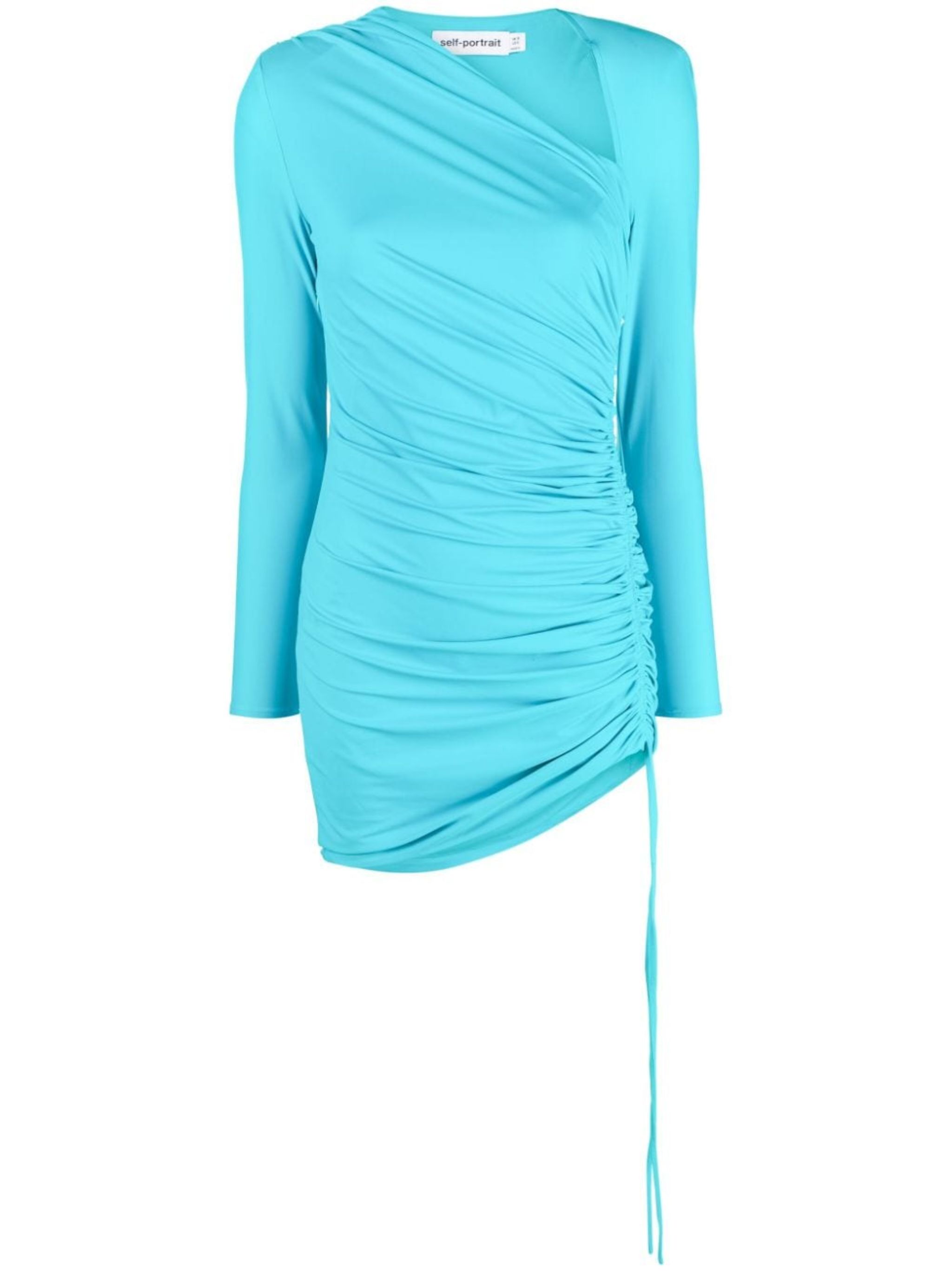 ruched asymmetric minidress