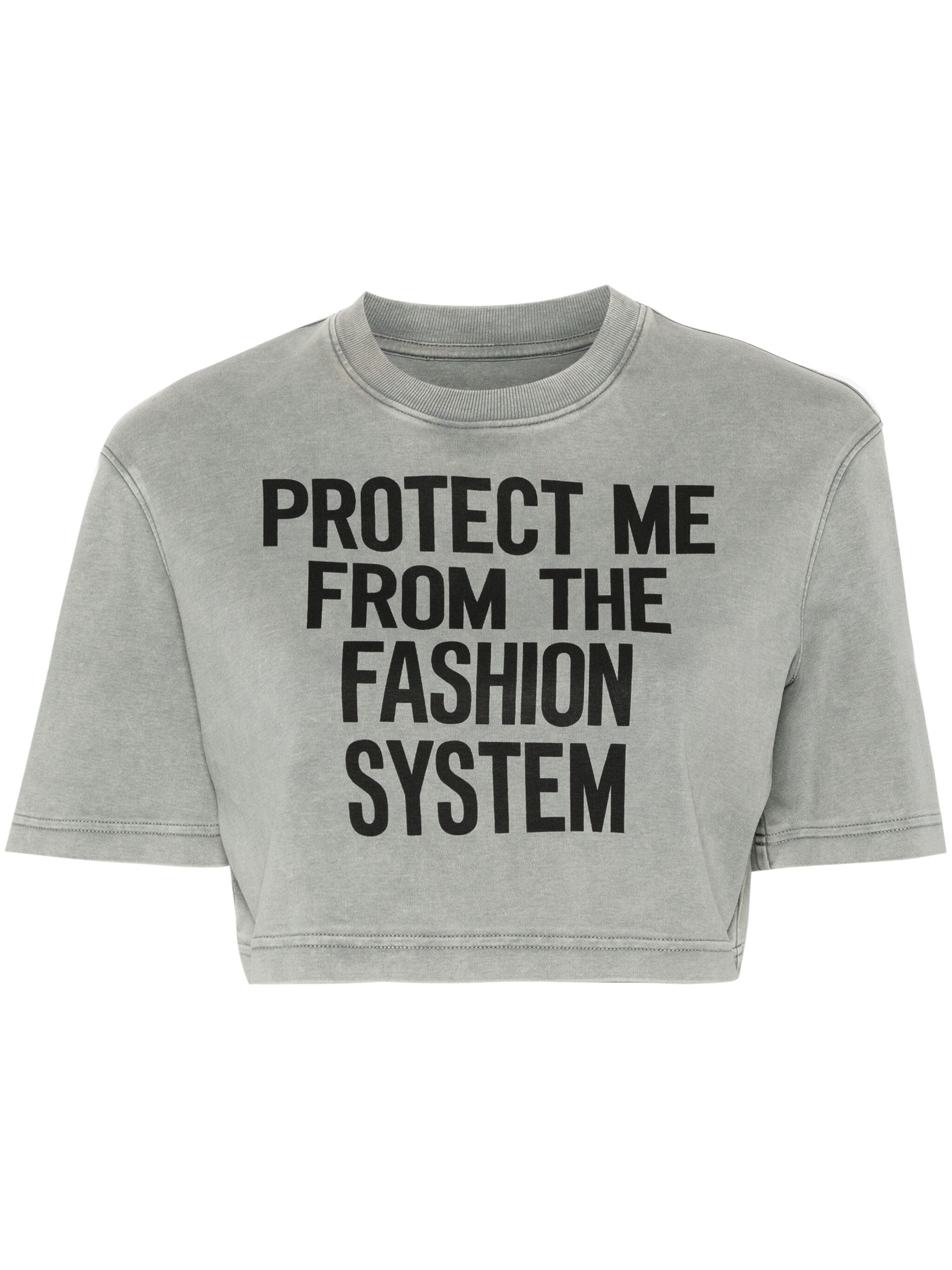 text-print cropped T-shirt