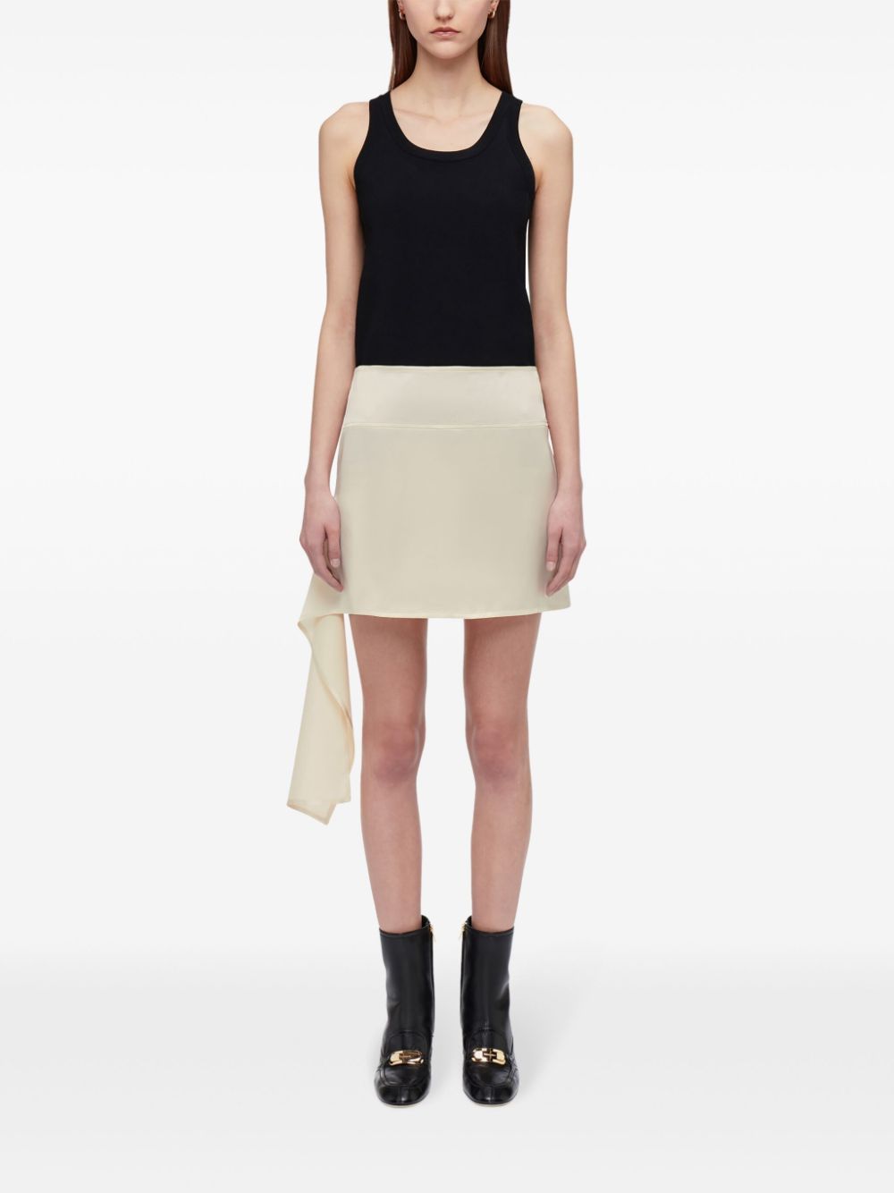 asymmetric satin miniskirt