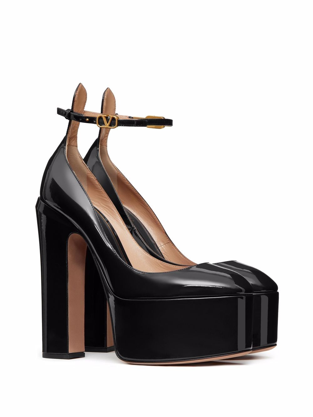 Tan-Go 155mm patent-leather pumps