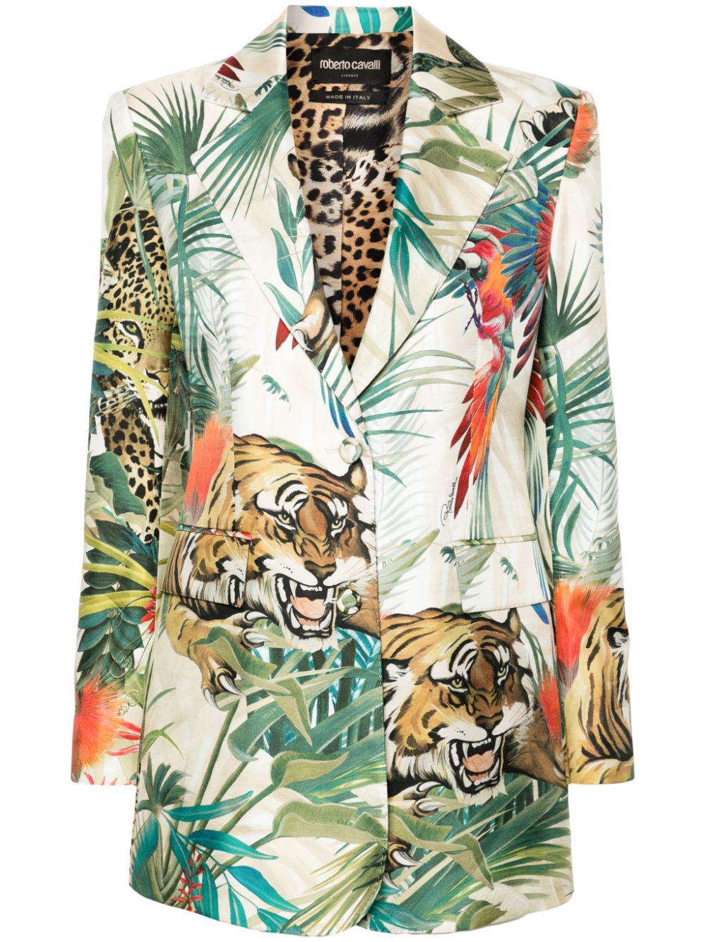 Jungle-print single-breasted blazer