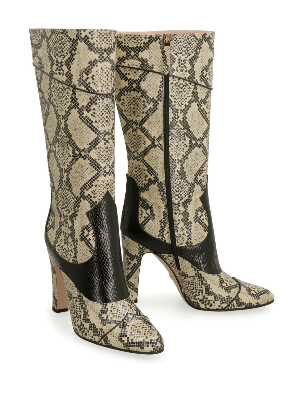 snakeskin-print leather boots