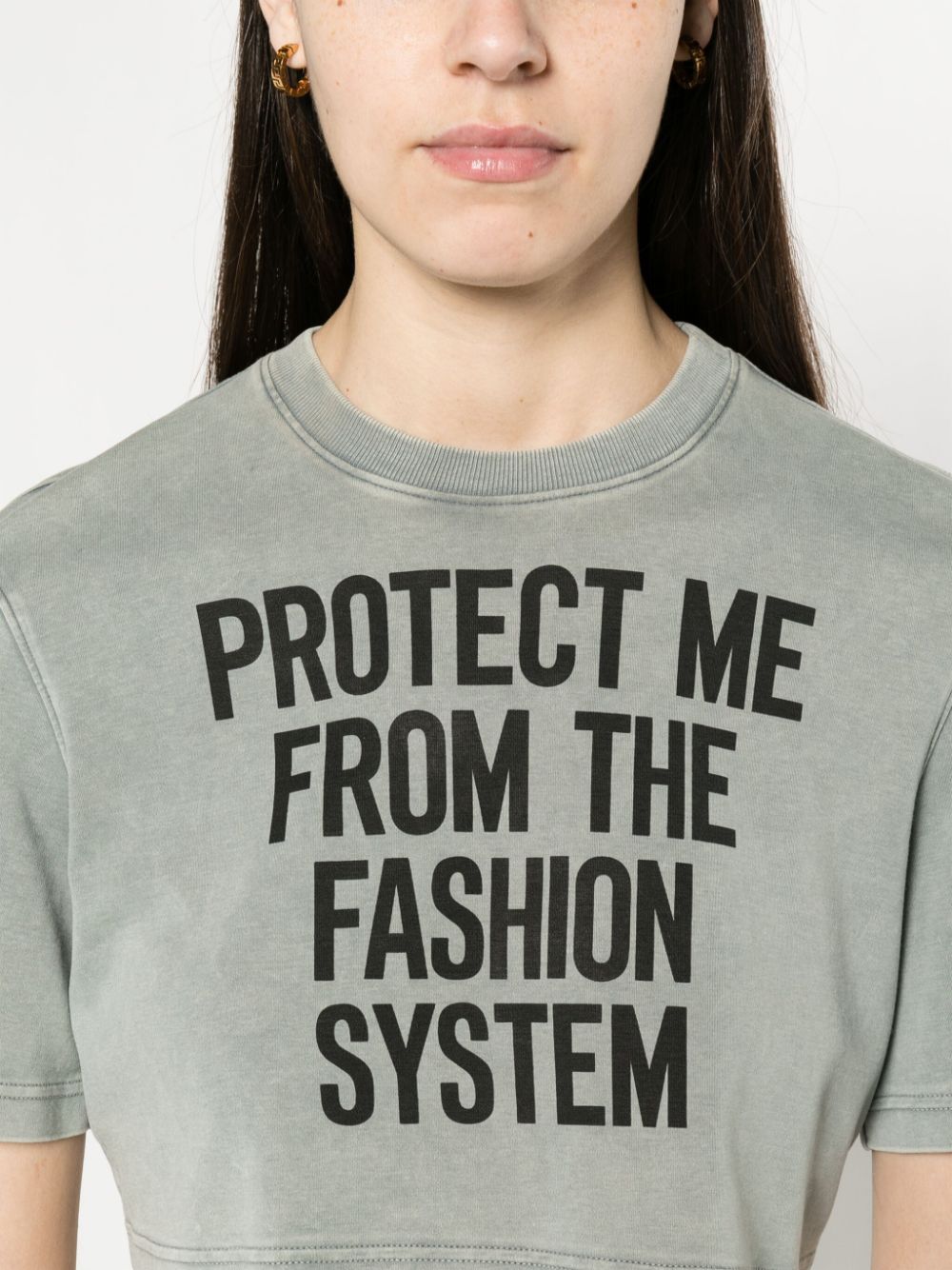 text-print cropped T-shirt