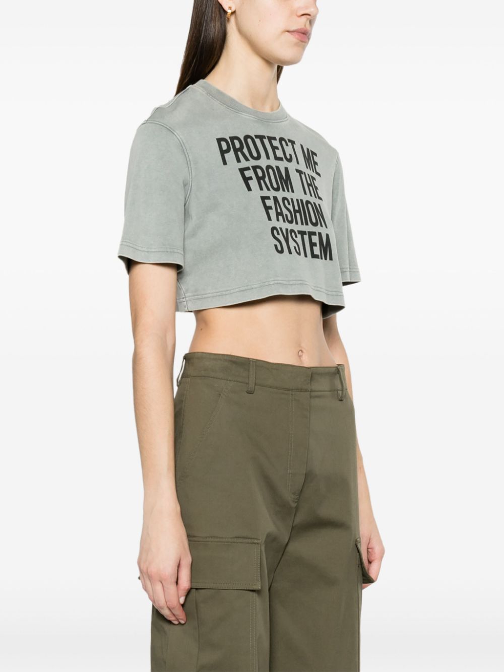 text-print cropped T-shirt