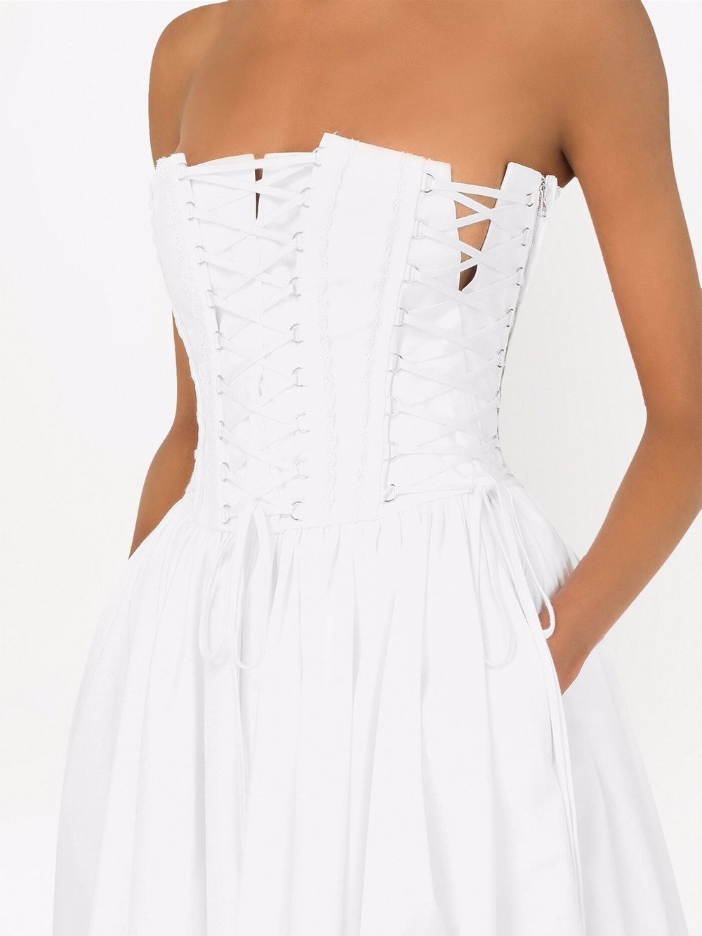 gabardine bustier midi dress