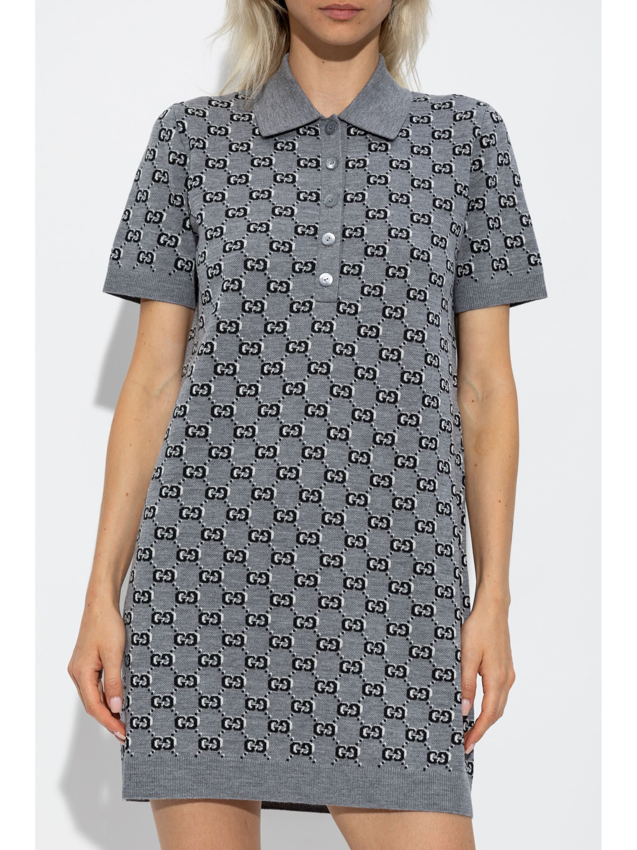 wool jacquard polo dress