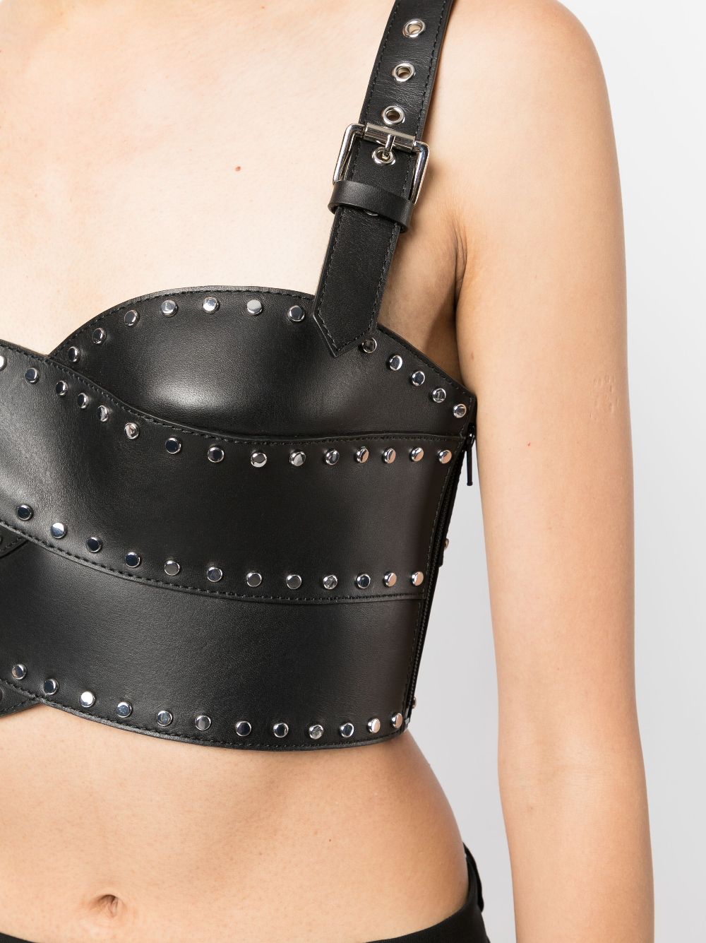 stud-detail leather bustier top