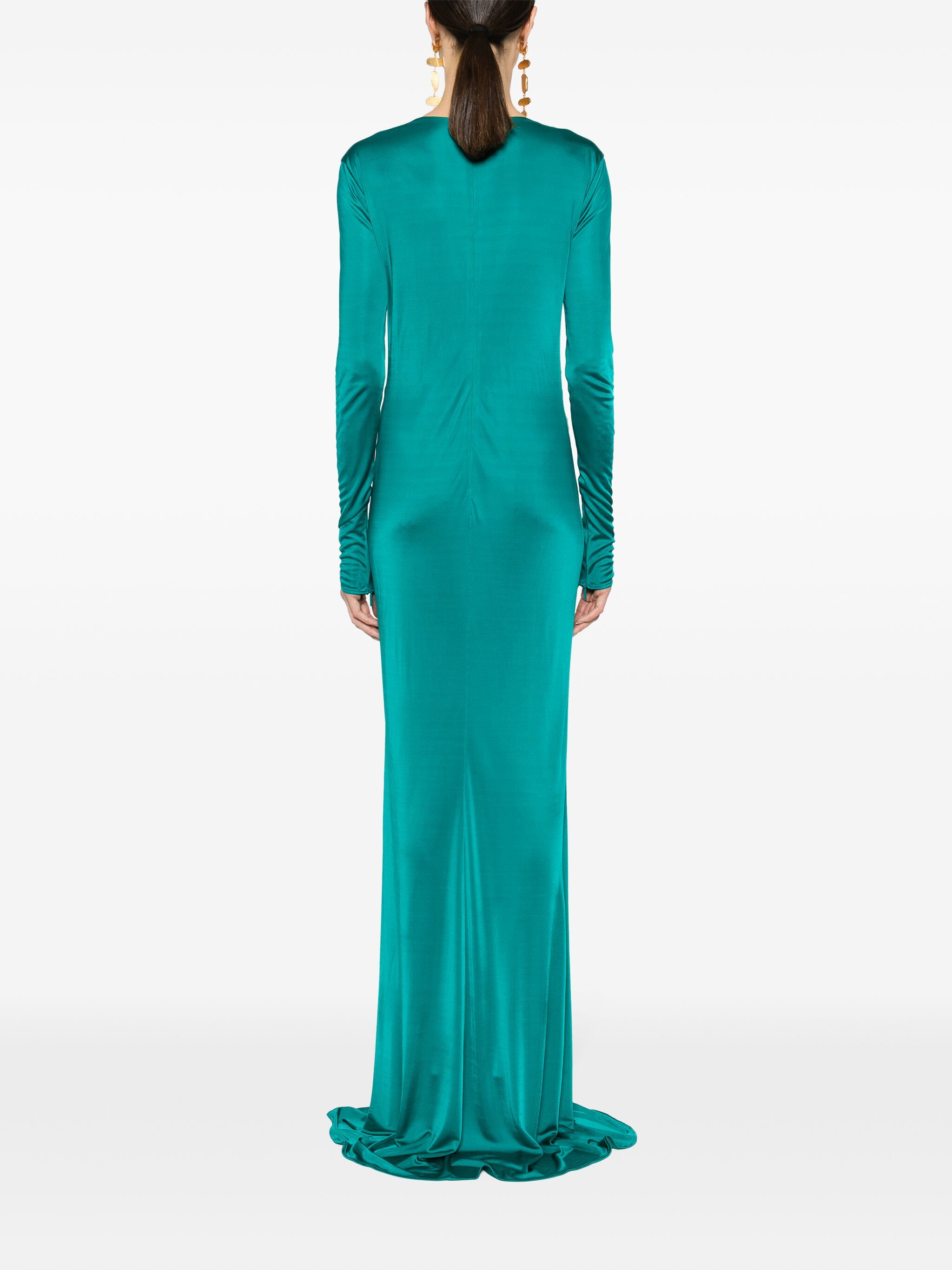 plunging concealedV-neck gown