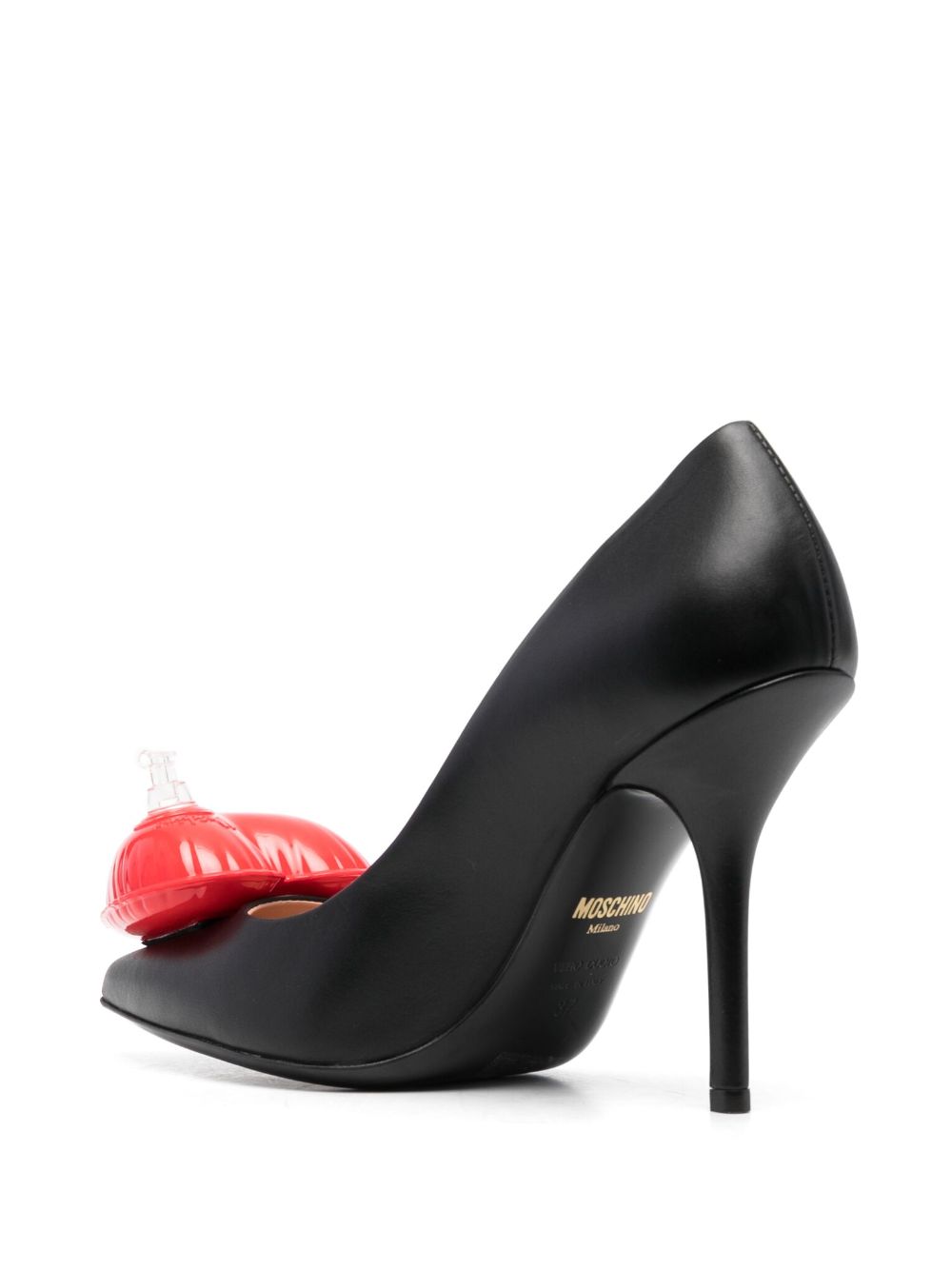 100mm heart-detail leather pumps