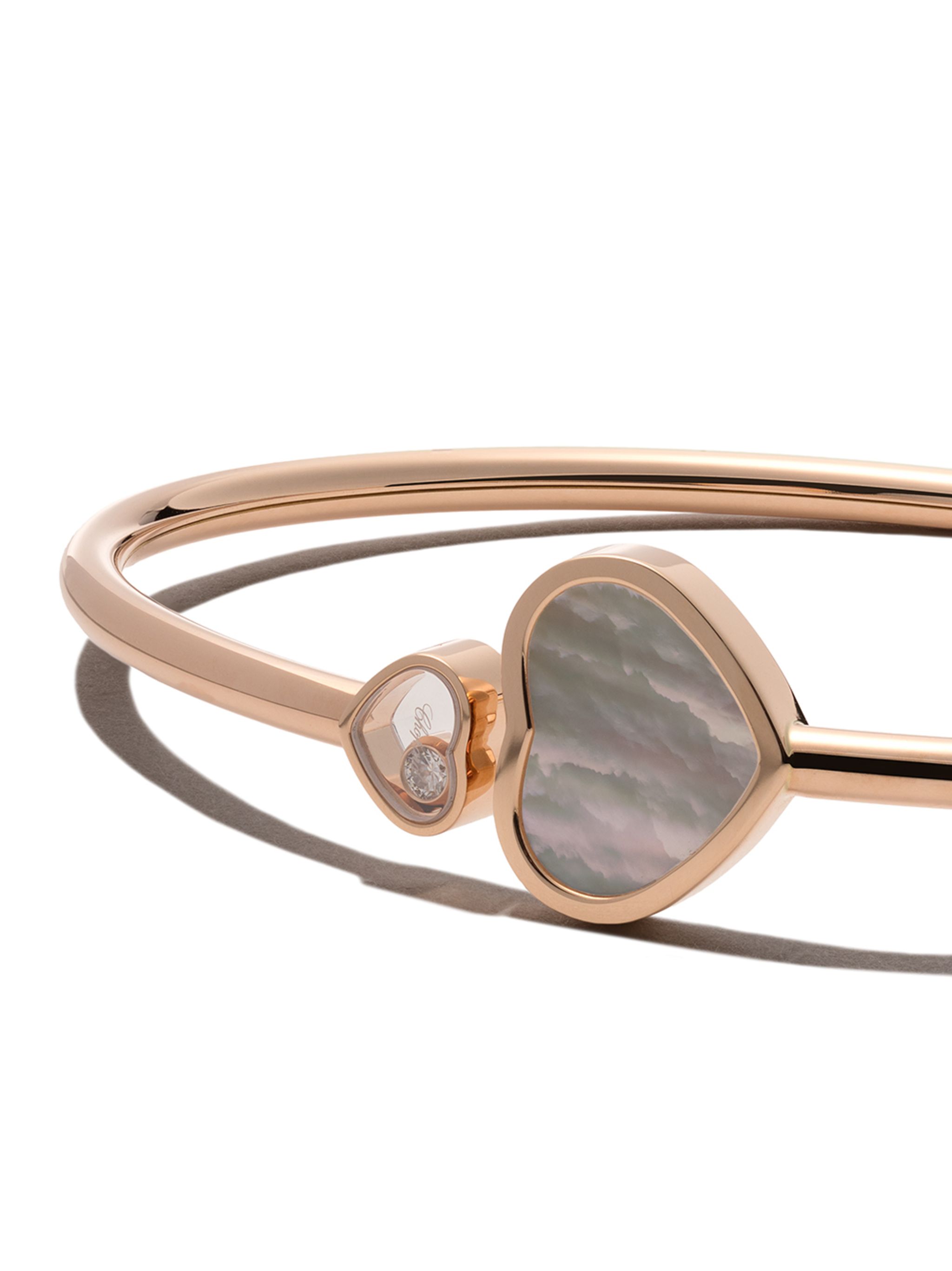 18kt rose gold Happy Hearts mother-of-pearl and diamond bangle