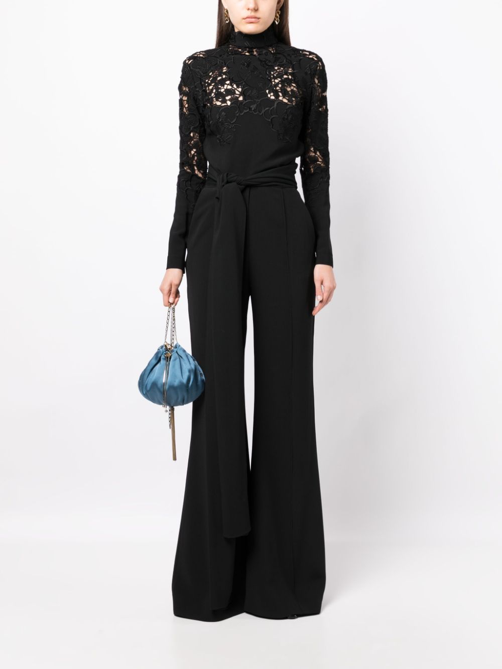 guipure-lace high-neck jumpsuit