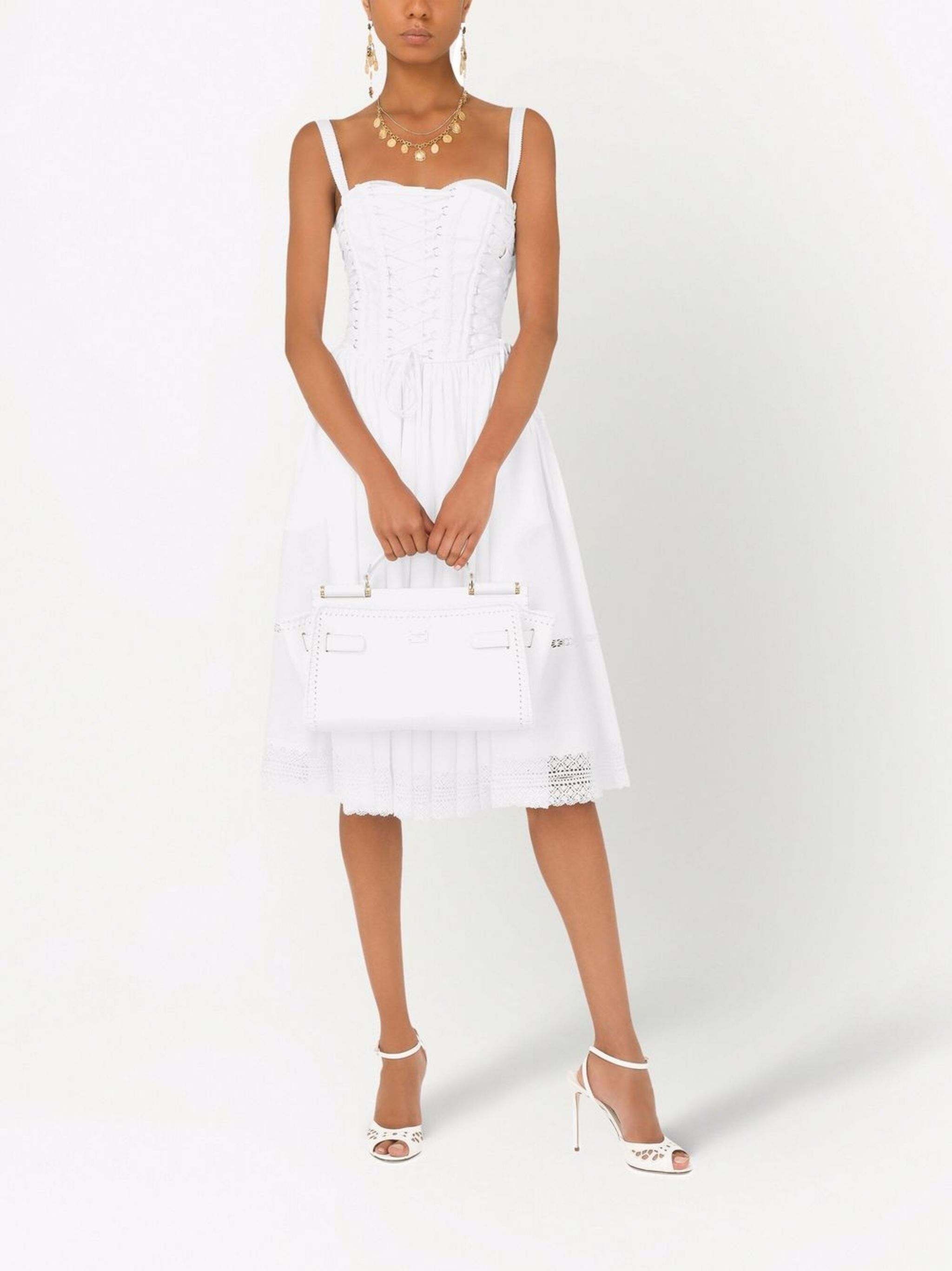 gabardine bustier midi dress