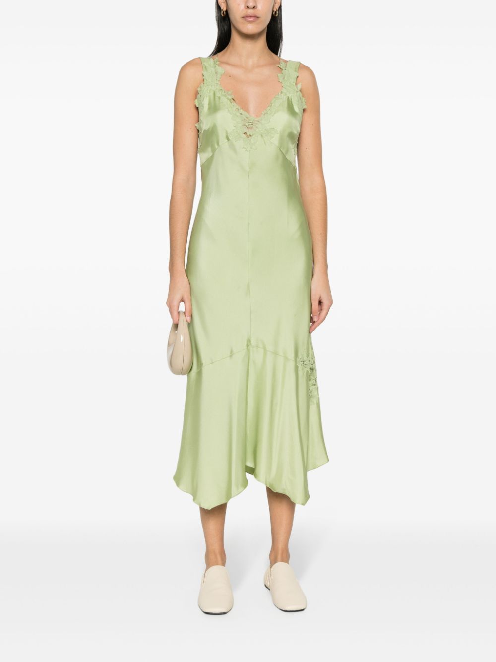 lace-appliqué camisole silk dress